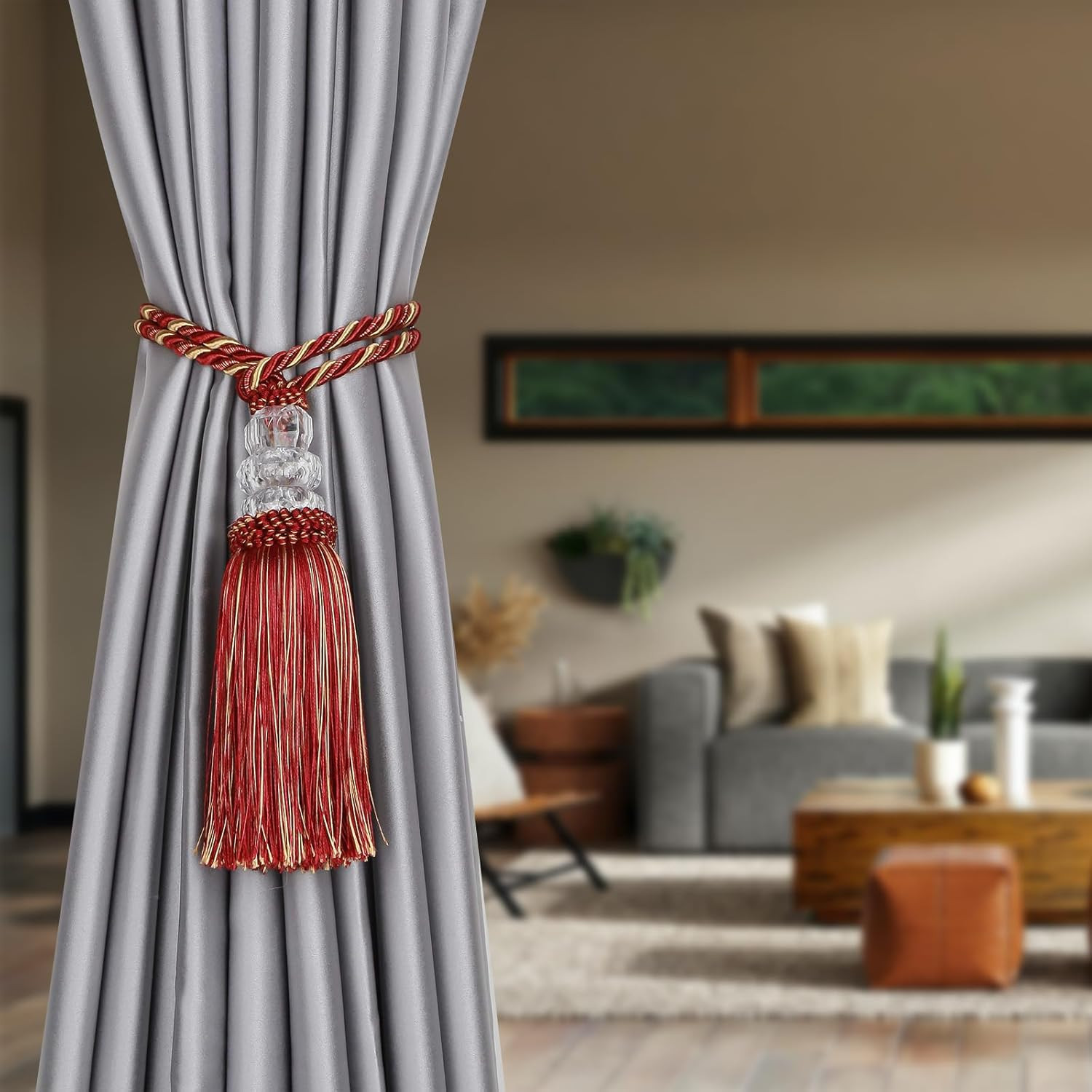 Curtain Tiebacks with Tassel, Outdoor Elegant Decorative Curtain Holdback,Modern