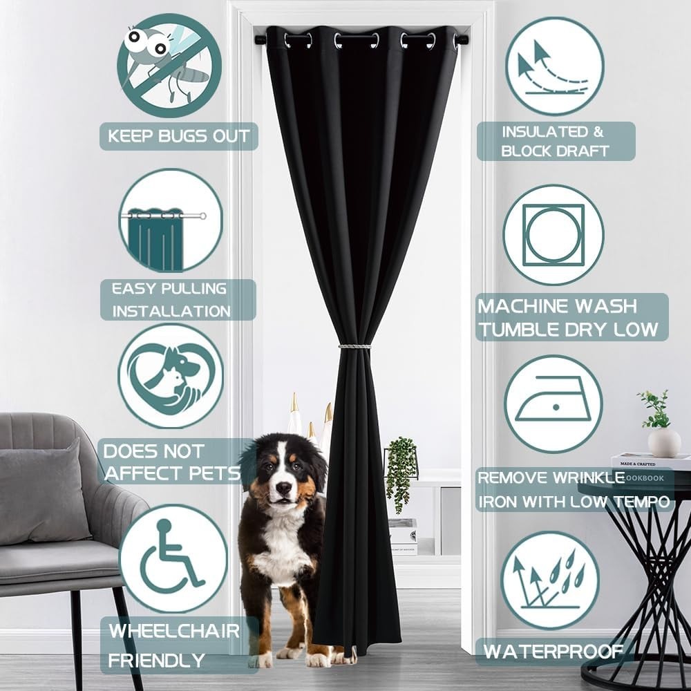 Grommet Top Room Divider & Privacy Curtain 42” W x 80” L – Blackout Fabric