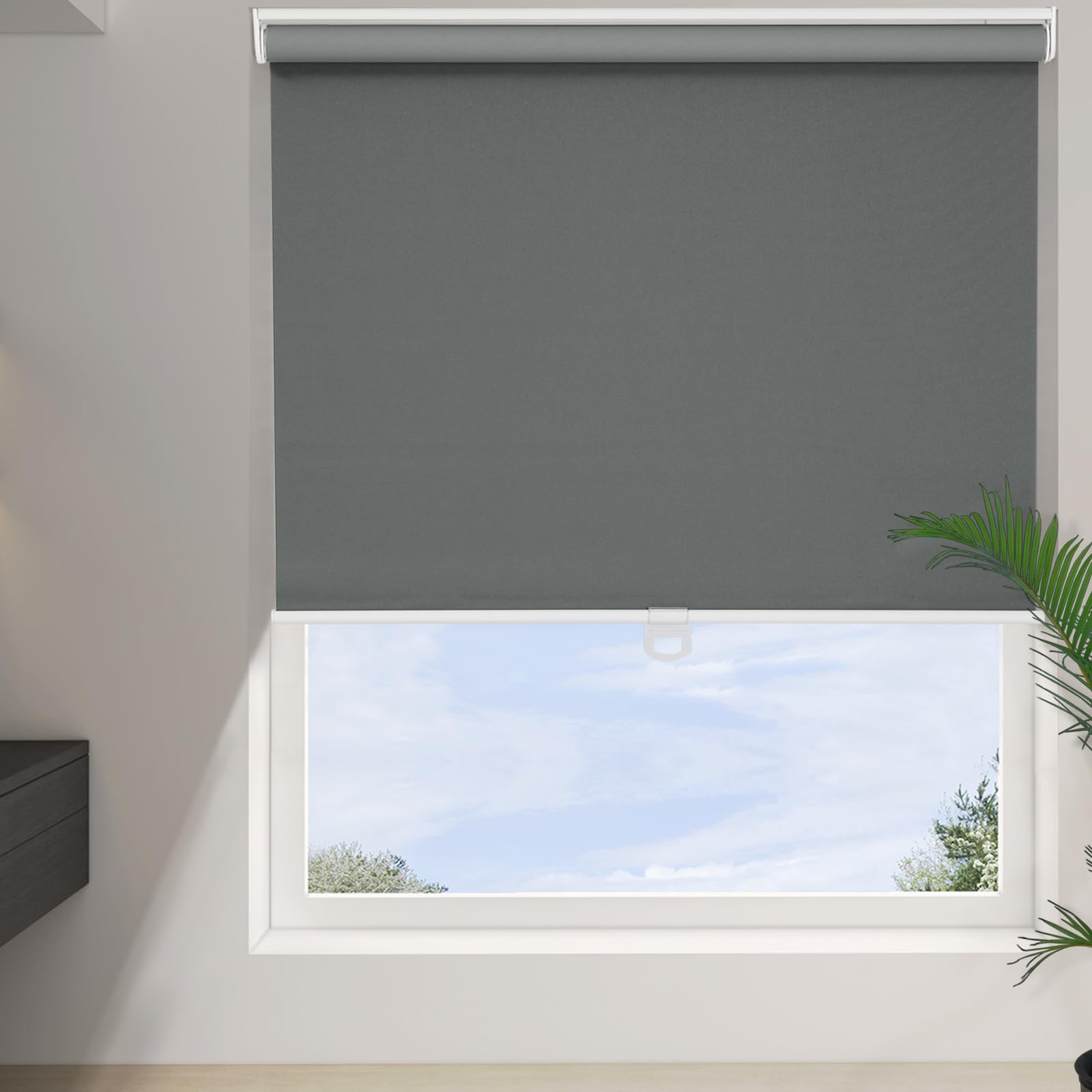 Cordless Roller Shades Blackout Blinds for Indoor Windows,Pull Down Darkening…