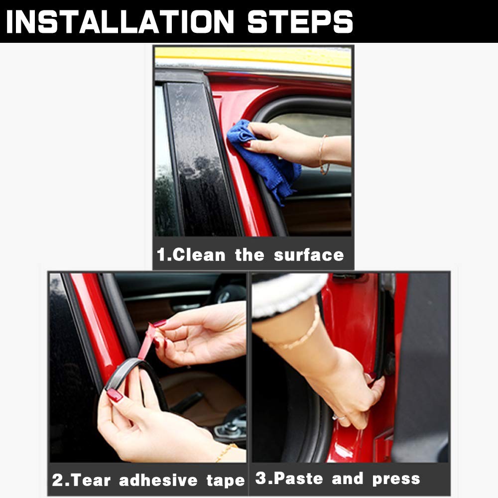 Universal Car Weather Stripping, Self-Adhesive Auto Door Rubber Seal Strip 33 ft
