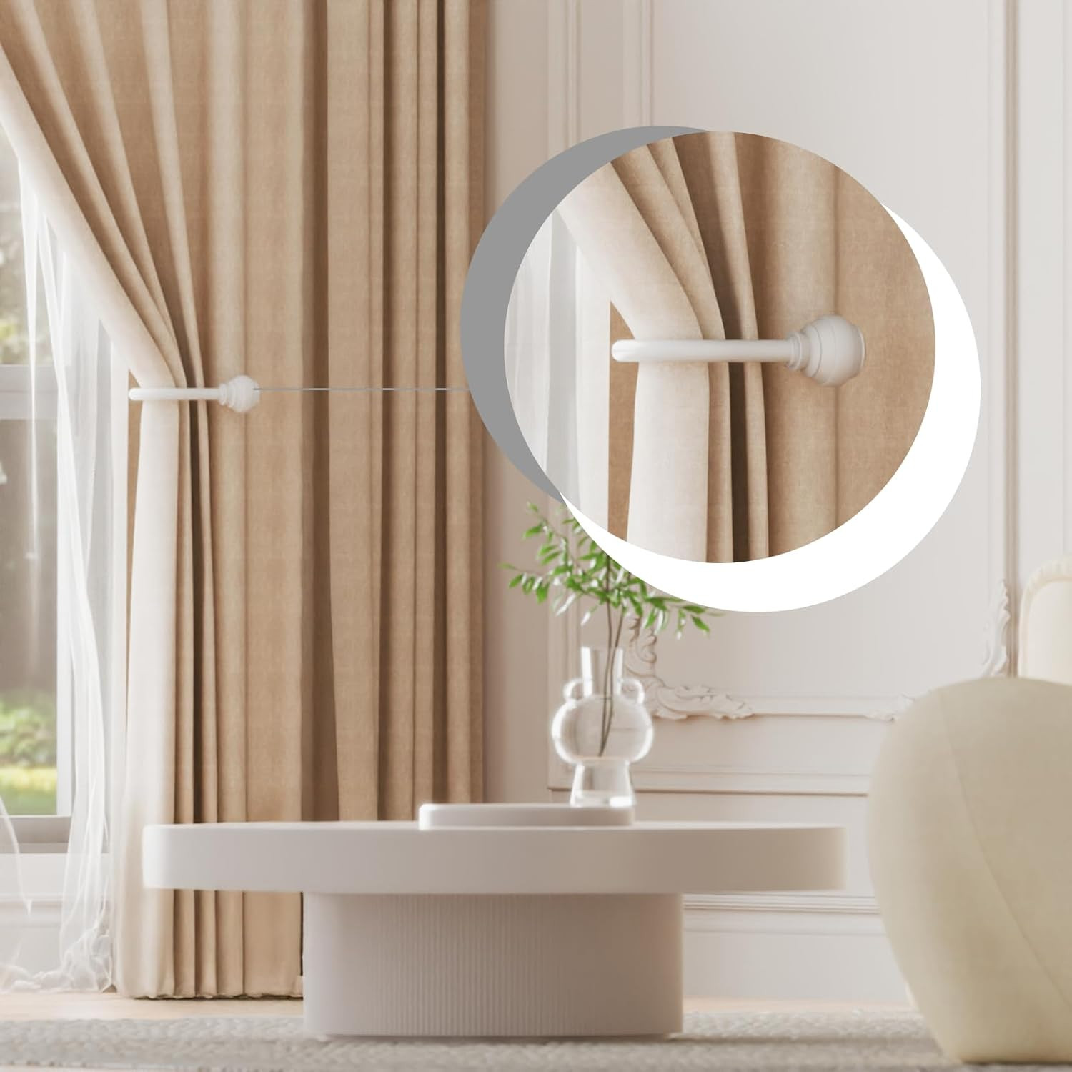 Hion Curtain Holdbacks White 2Pcs, Curtain Tiebacks Wall Mounted Curtain Hooks H