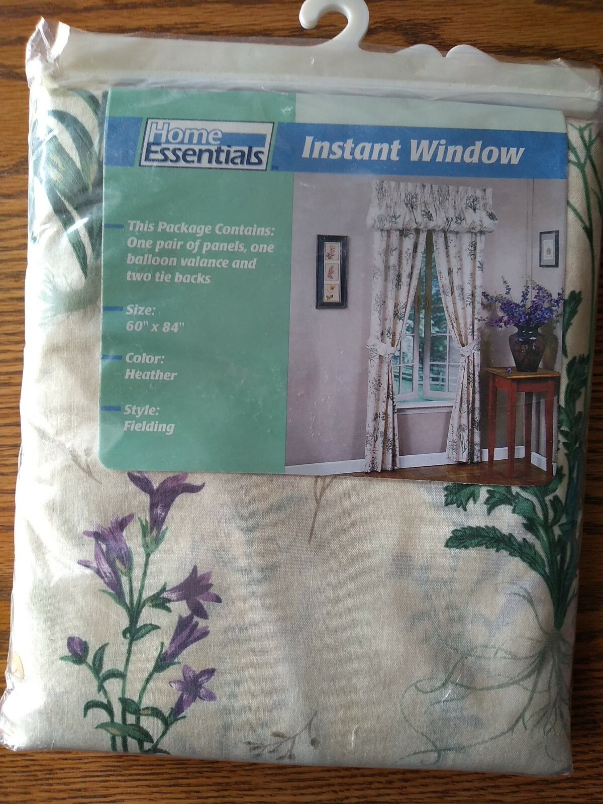Home Essential 5 Piece Set Window Curtain 60×84 Heather Floral Valance Green A21