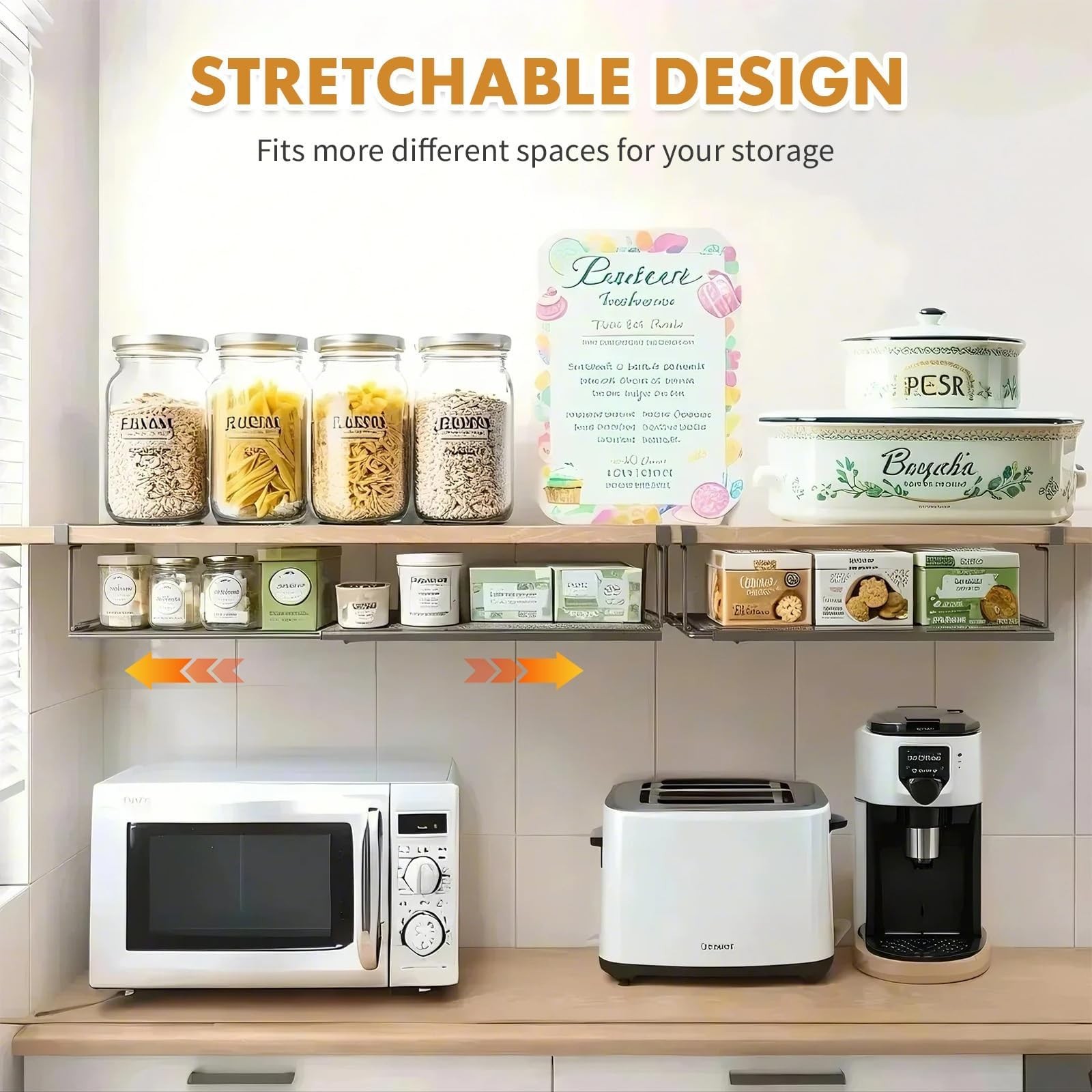 Expandable Hanging Under Shelf Storage Basket,Under Shelf Storage Basket Orga…