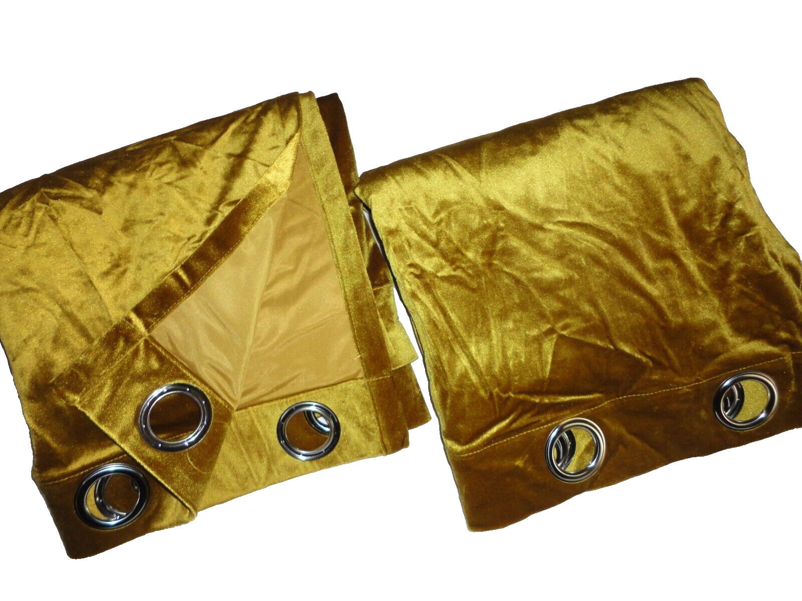 CHERRY HOME WARM LIQUID GOLD VELVET GROMMET (2) DRAPERY PANELS 51X96