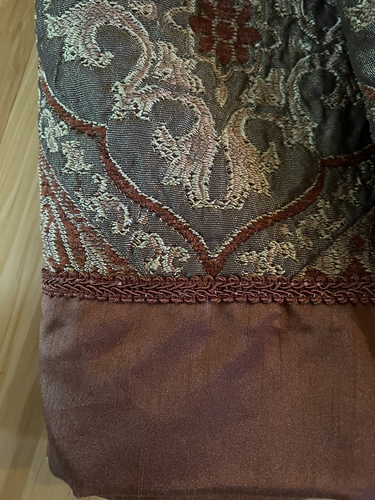 Valance Curtain Tapestry Fabric Damask Textured Brown Earthy Rust Vtg 80’s 90’s