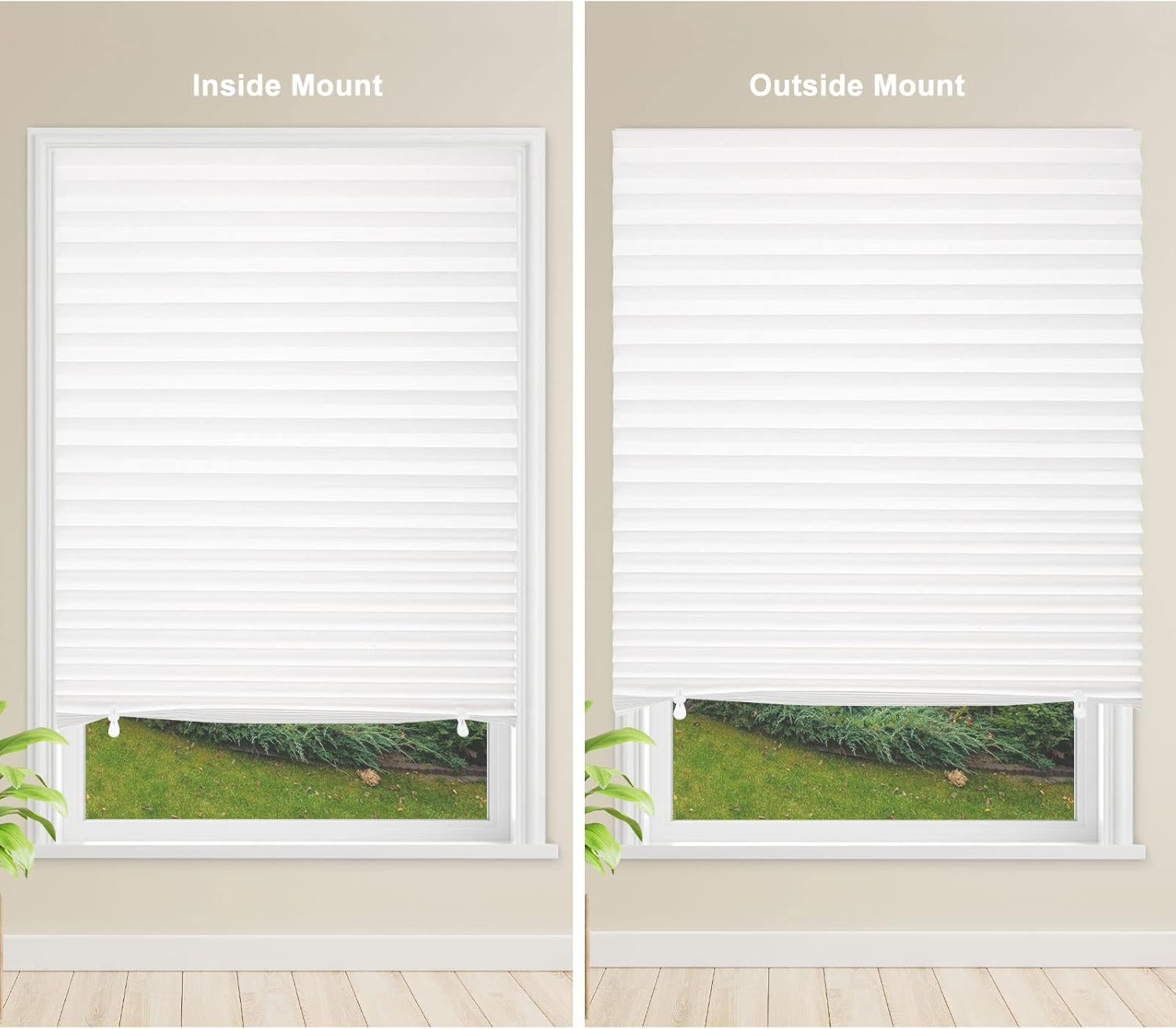 6 Pack Temporary Light Filtering Paper Shades for Windows,Paper Pleated Blinds w