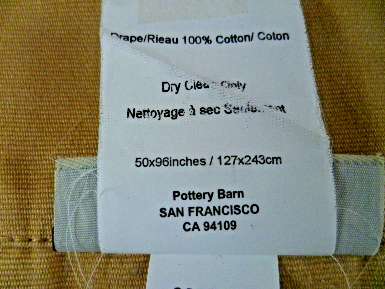 2 POTTERY BARN Panel Curtain Drape Golden Yellow Unlined Cotton 50×96 (See Desc)