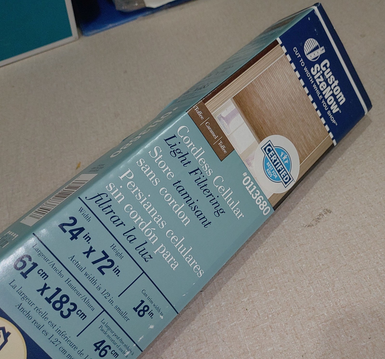 Levolor 24″ X 72″ Toffee Light Filtering Cordless Cellular Shade NIB