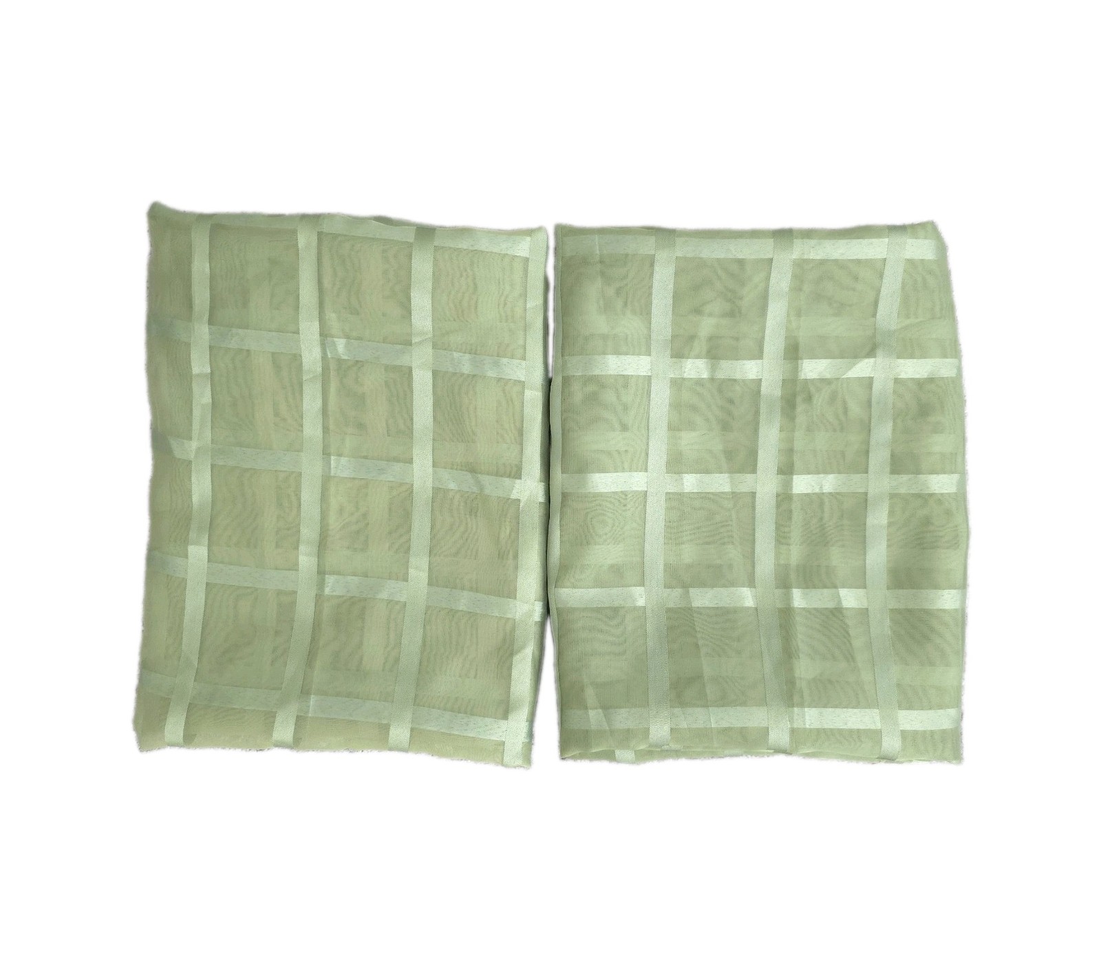 Pier 1 Curtain Panels Set Vintage 48×84 Moss Green Sheer Windowpane Y2K 2209682