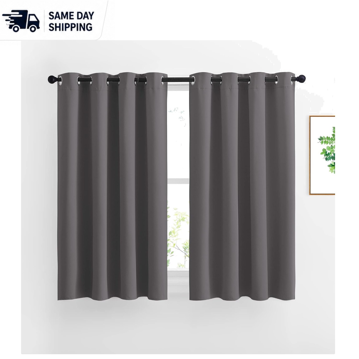 Heavyweight Grey Blackout Drapes 52×54 Inch – Elegant Grommet Panels for Privacy