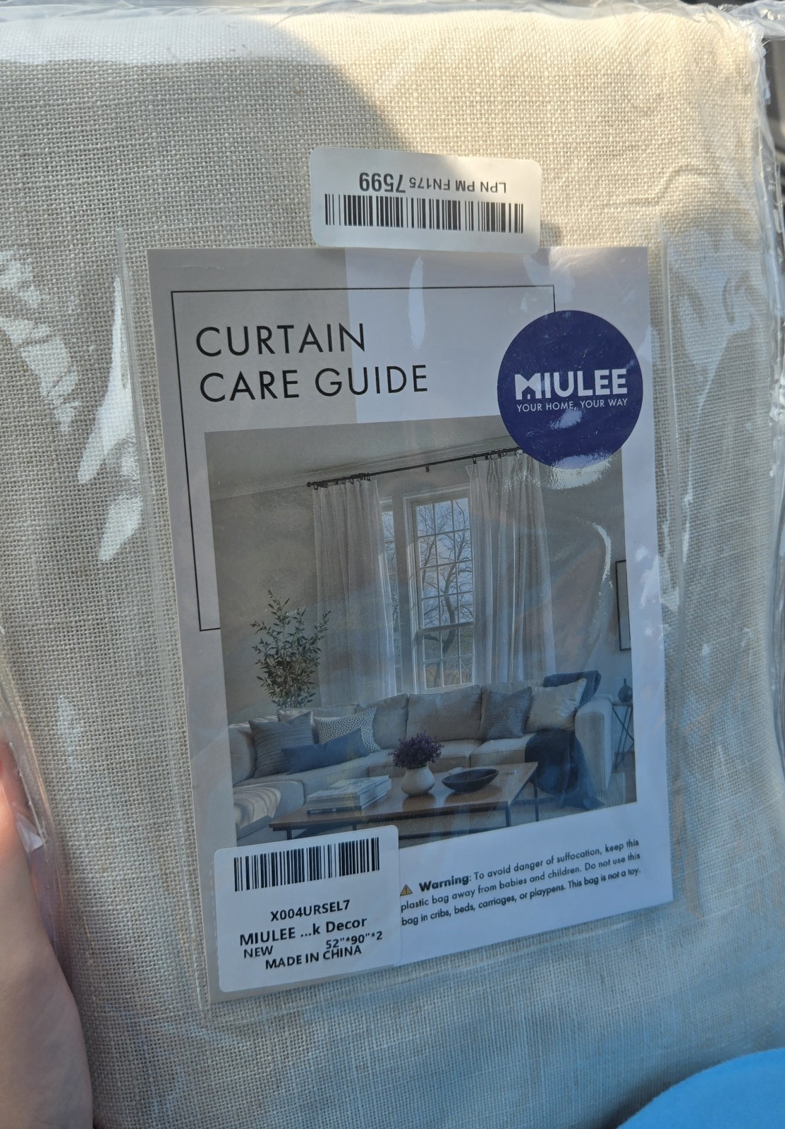 MIULEE Linen Curtains 52×90 Natural Beige 2 Panels Textured Drapes Brand NEW