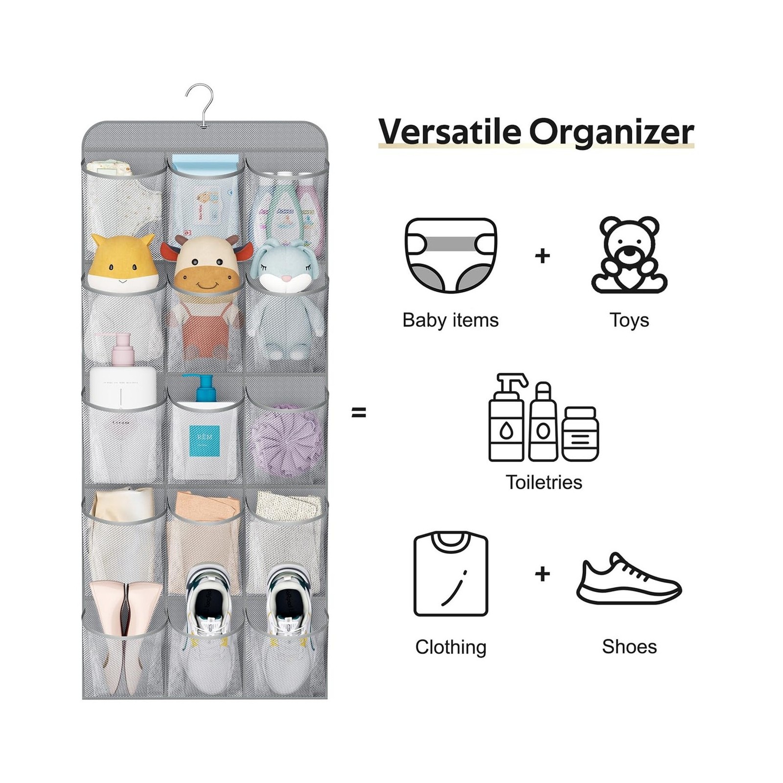MISSLO 30 Large Pockets Dual Sided Hanging Shoe Organizer for Closet with Rot…