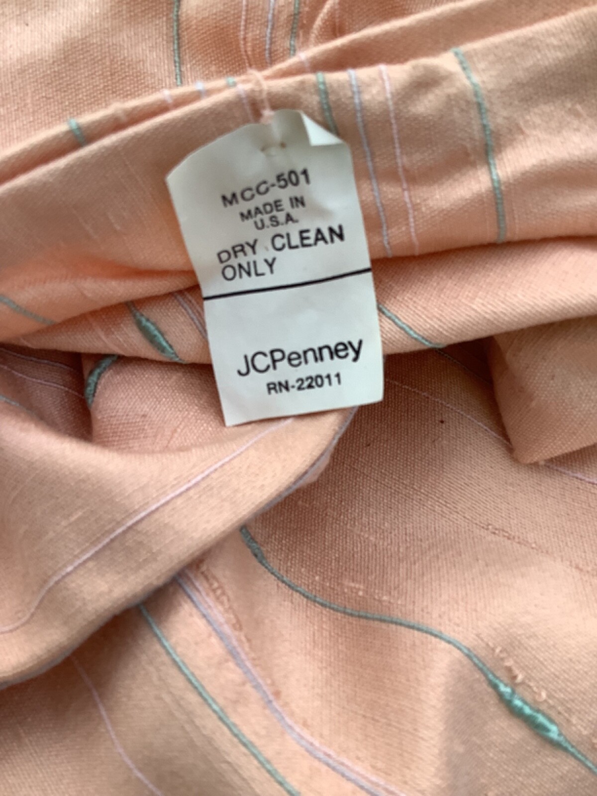 2 Modern Valances Window Treatments Rod Pocket JcPenney Peach/Teal 17.5” x 90”