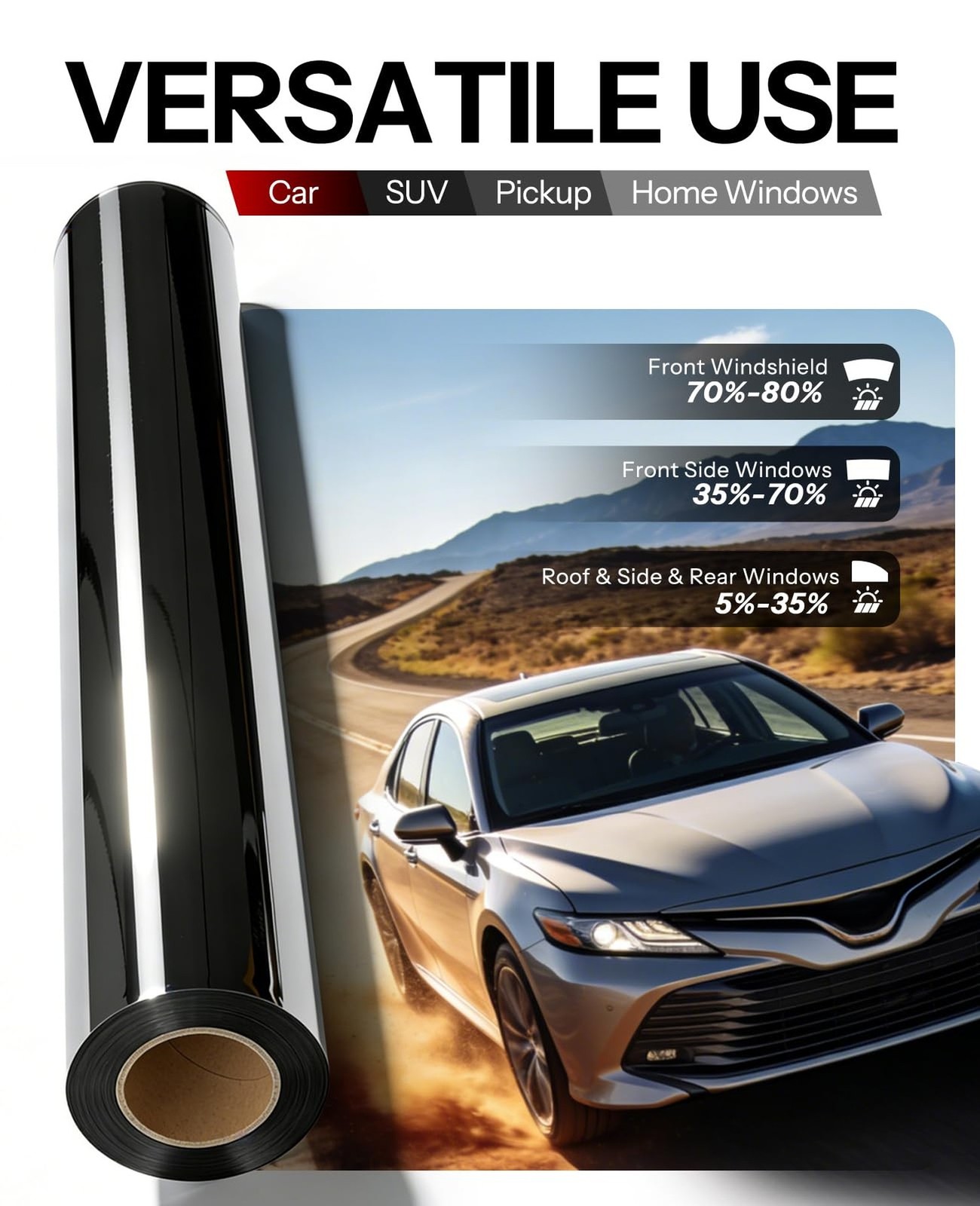 IAQWE 20% VLT Ceramic Car Window Tint Film 40 in x 100 ft Roll, High Heat Rej…