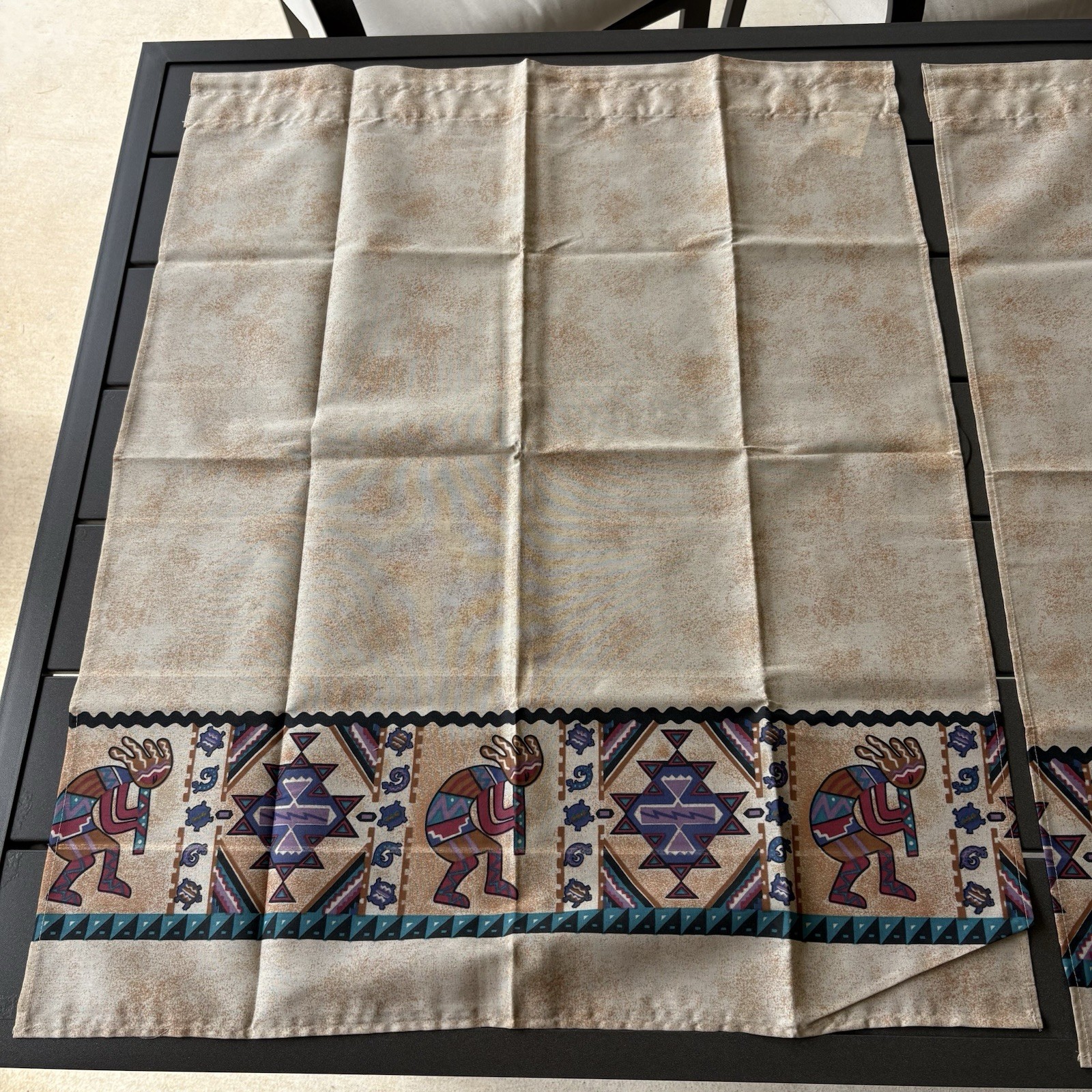 Kokopelli 3 Piece Window Treatment Tiers And Valance 60” Wide Window Vintage