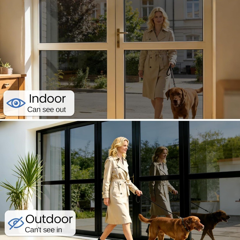 One Way Window Privacy Film with Tools, Malleable Window Tint for Home, Two