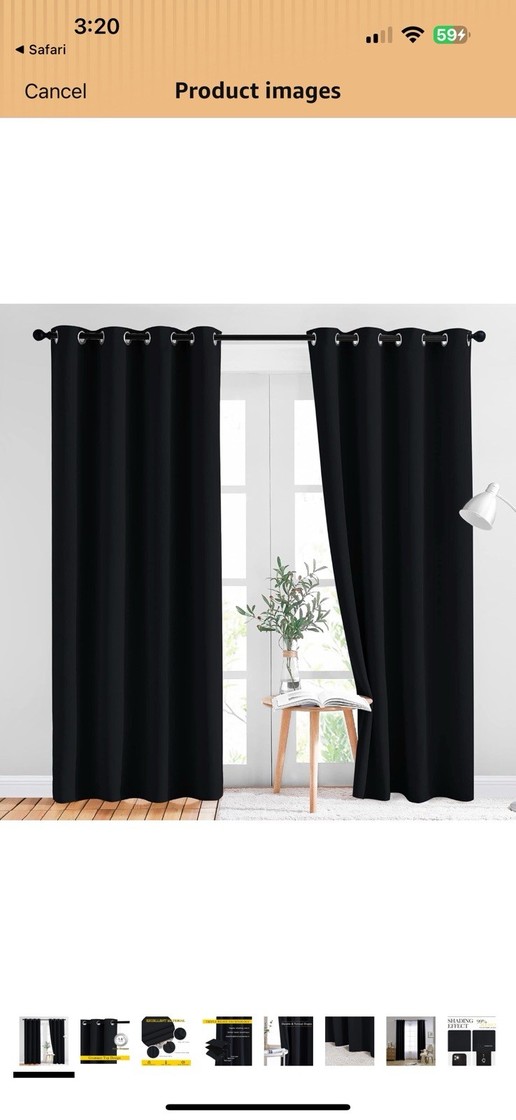 NICETOWN 100% Blackout Curtains Full Blackout 52 X95 Black 2 Panels Set