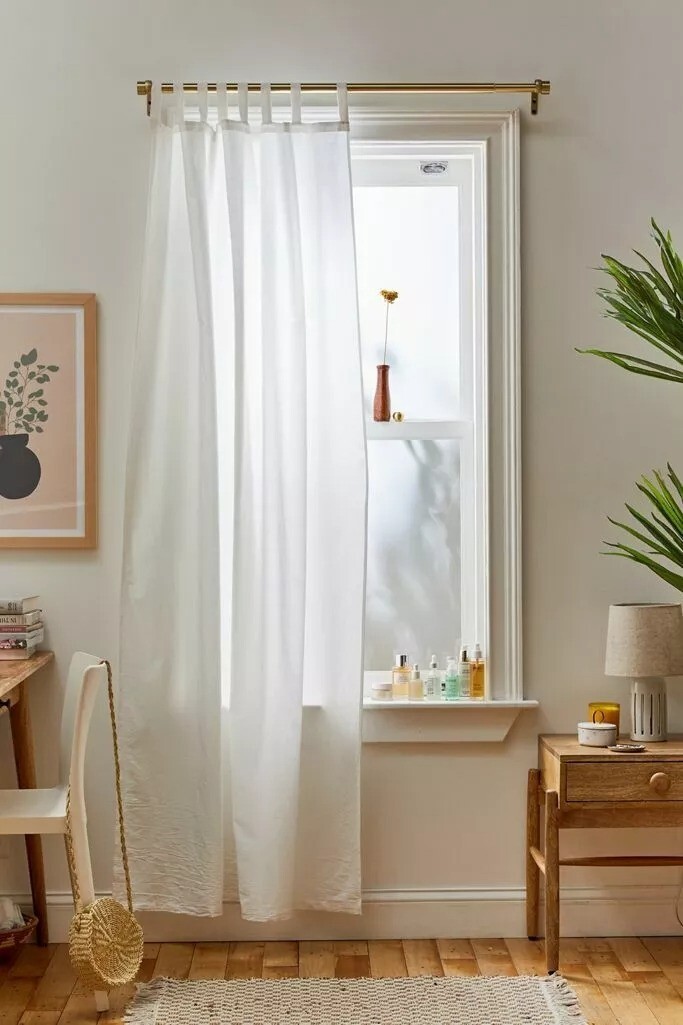 Amelia White Cotton Curtain Panel Extra Wide Elegant Window Valance Indian Style