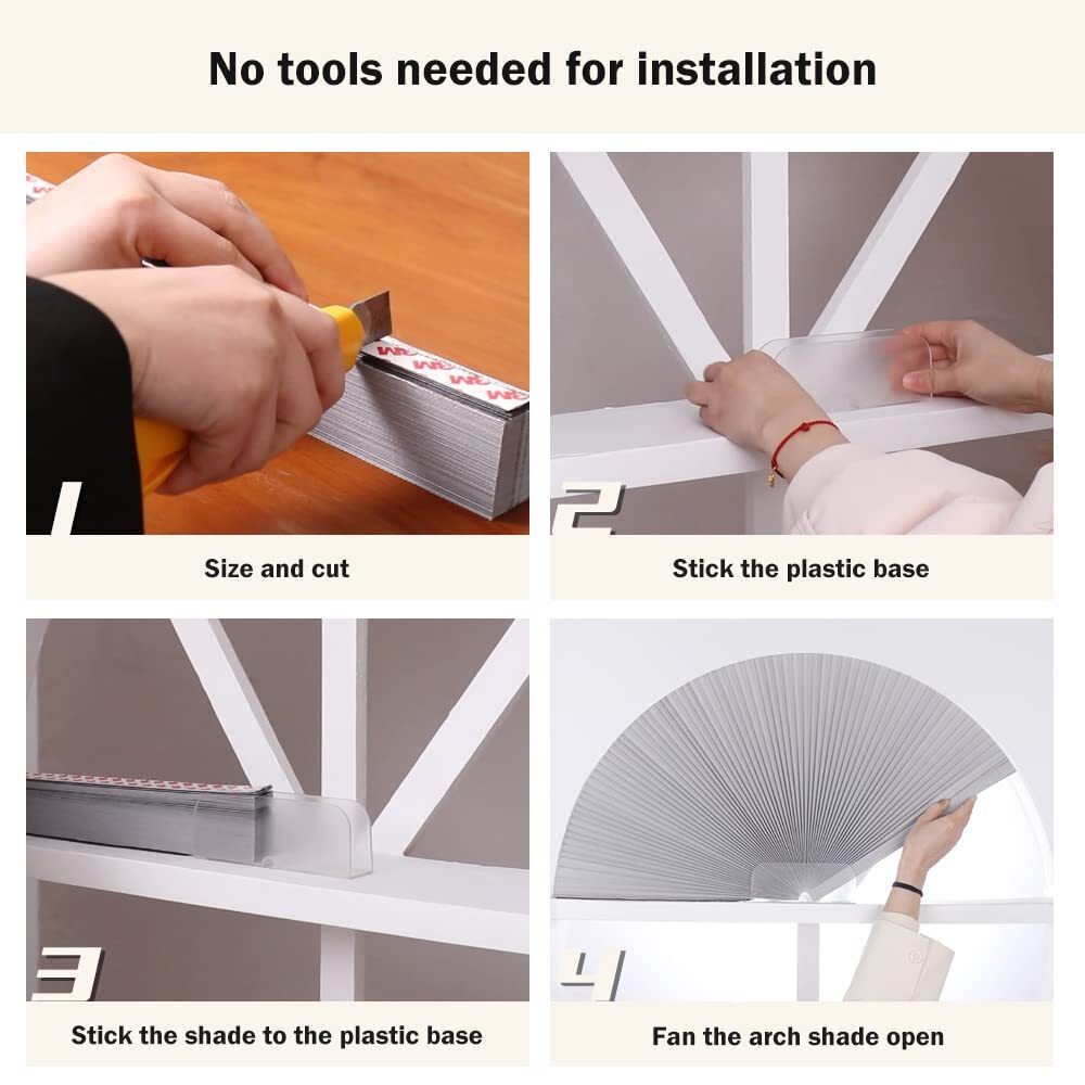 LUCKUP Arch Window Shades Light Filtering/Blackout Semi Circular Cellular Blinds