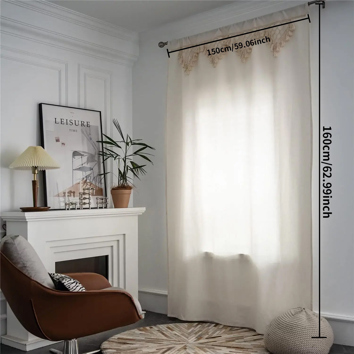 White and Fresh Window Curtain Panel 1pc – Linen Blend Light Filtering Bedroom