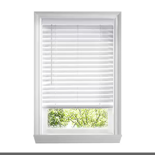 White Cordless Faux Wood Blinds for Windows 2 in. Slats 32.5 in W x in 48L