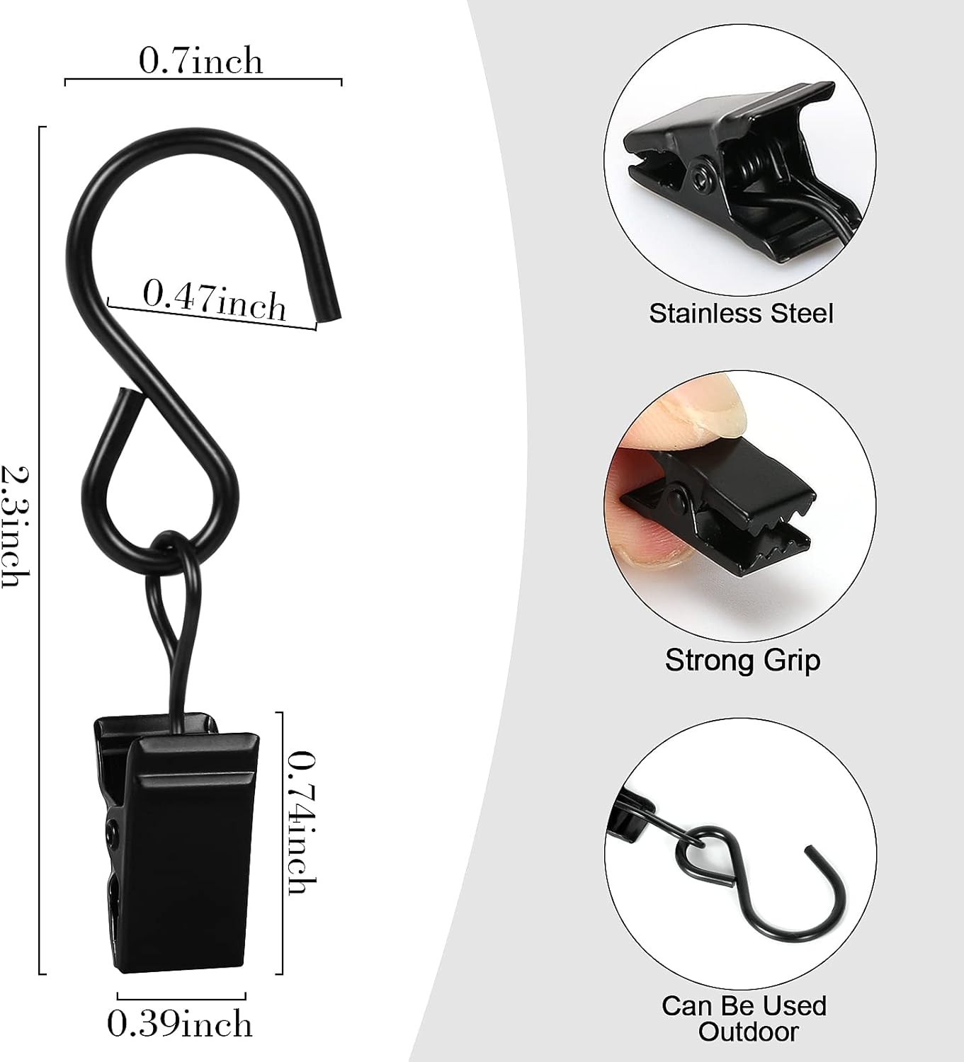46 Pack Curtain Hooks Metal Clips, Light Clips for outside String Lights Curtain