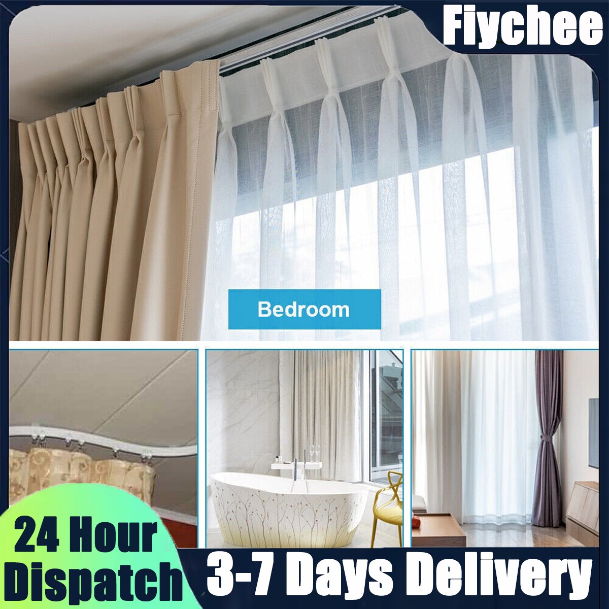 Flexible Ceiling Curtain Track Rail Window Rod Pole Mount System Home Curtain