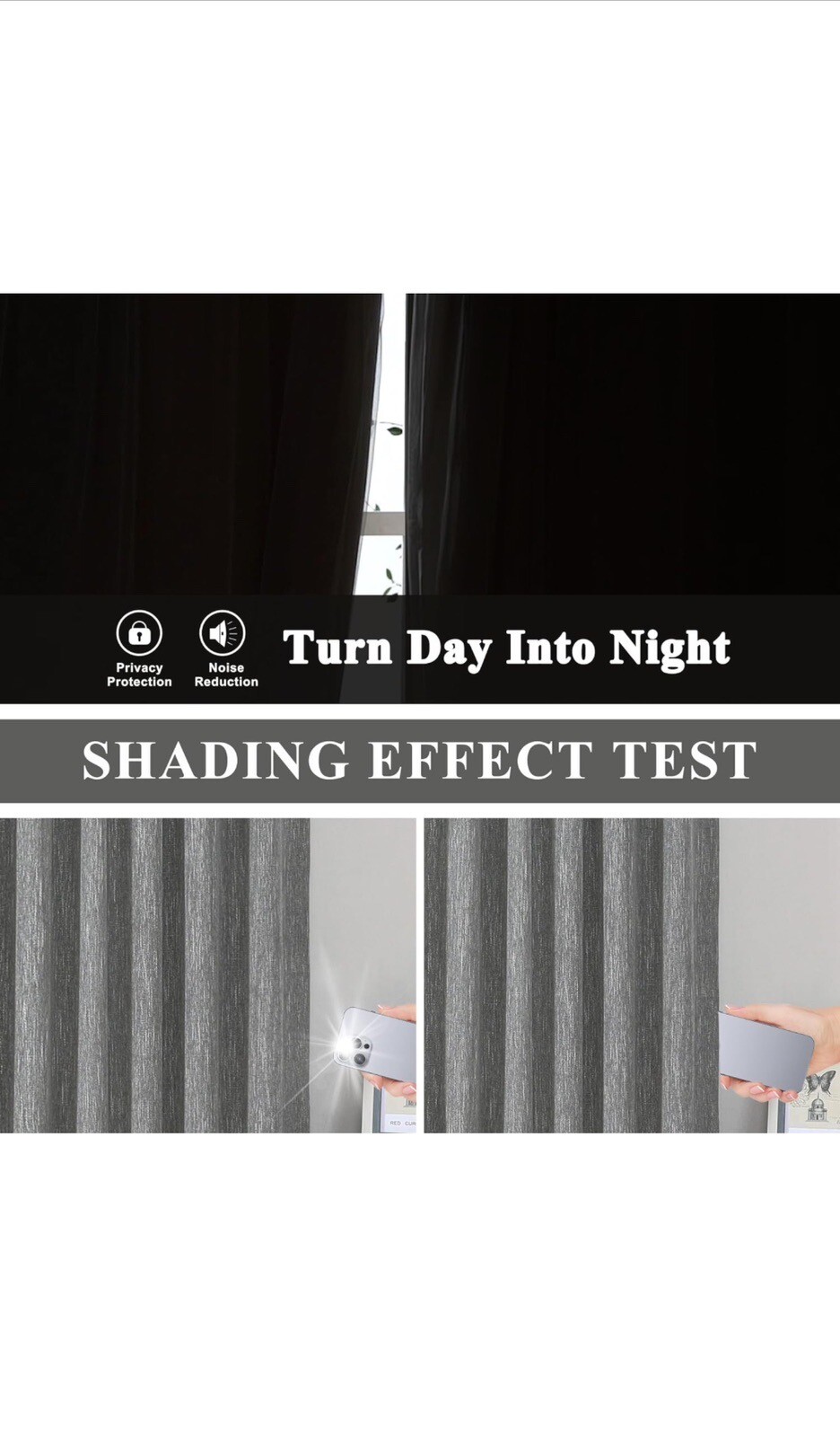 Vision Home Charcoal Grey Full Blackout Curtains Pinch Pleated 2 Panel 40”WX95”L