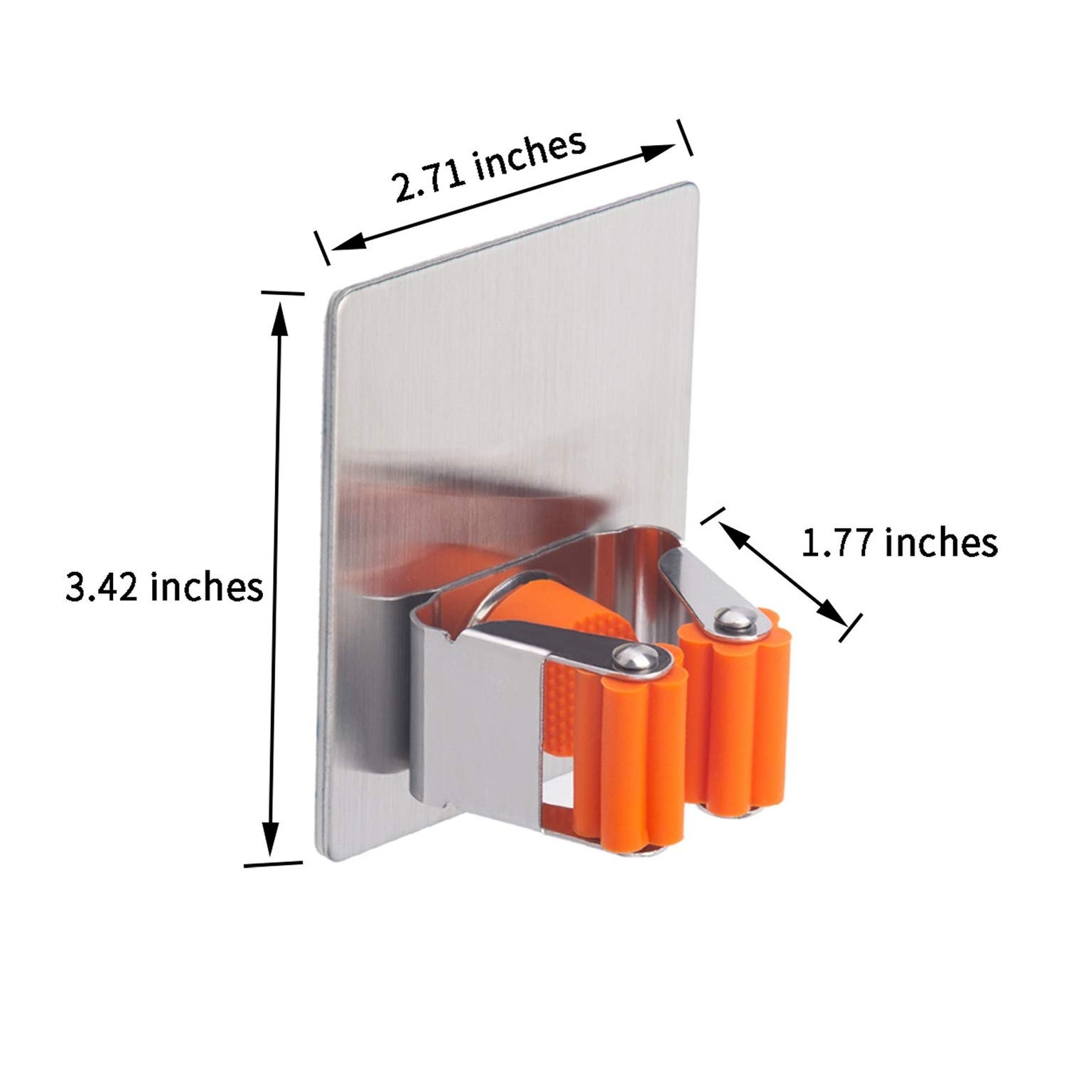 Broom Holder Wall Mount, 2 Pack Orange Stainless Steel Mop and Broom Organize…