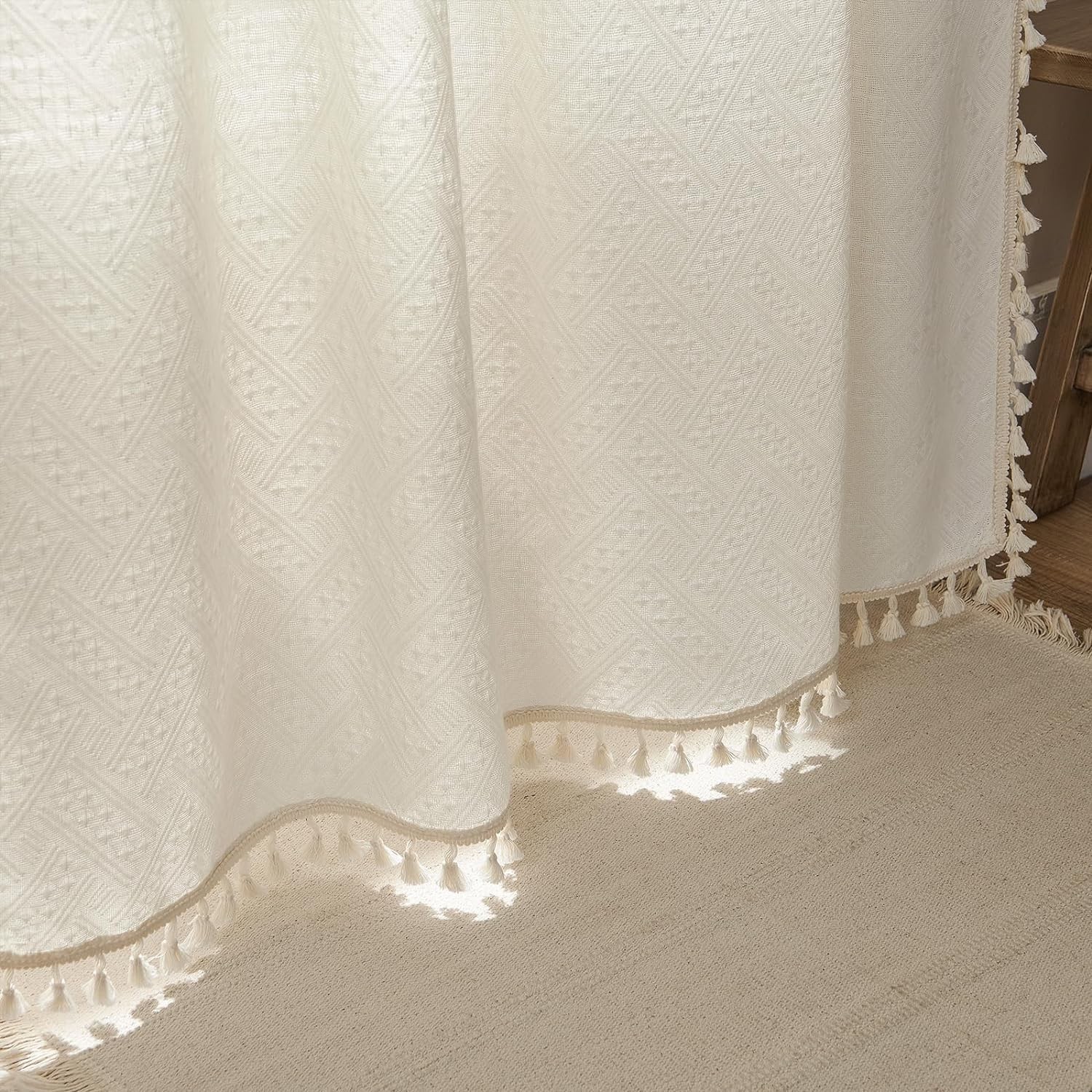 Off White Curtains for Living Room 84 Inch Length 2 Panels Boho Drapes Light …