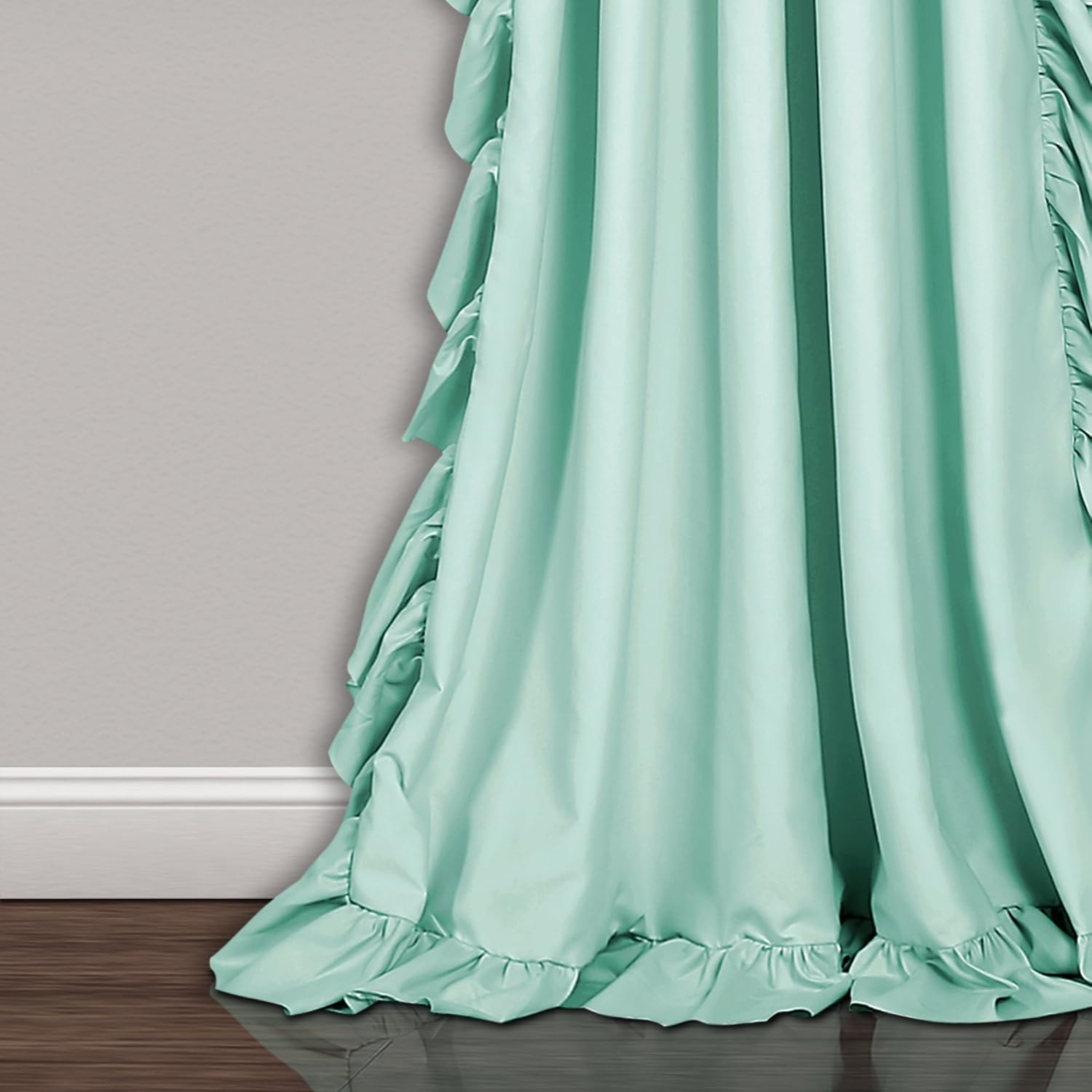 Reyna Ruffle Window Curtain Panel Set, Pair, 54″ W X 84″ L, Light Blue – Flowy C