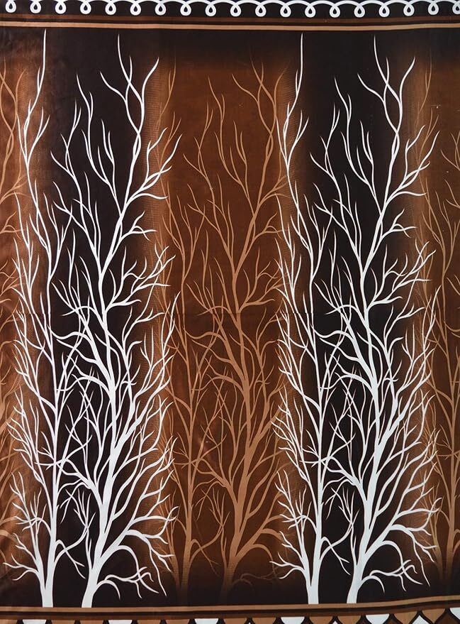 2 Piece Brown Tree Panel Eyelet Window Curtains 5 7 9 Feet