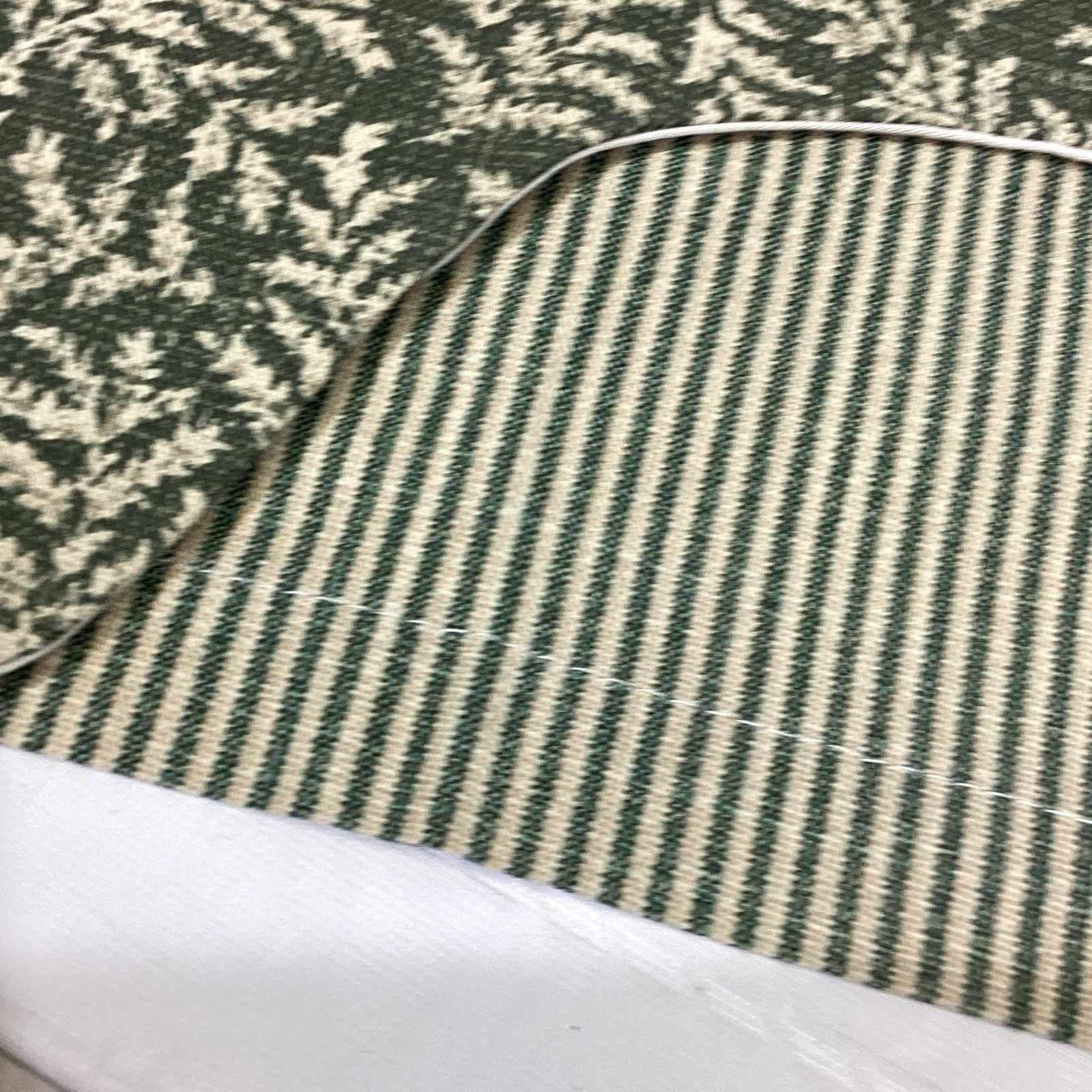 NEW Waverly Fernwood Green Tiered over Ticking Stripe Valance 54 x 13.5