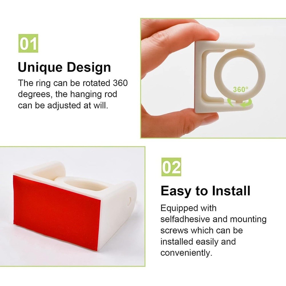 Modern Minimalist Hanging Ring Bracket for Curtains and Towel Racks 25mm Fit