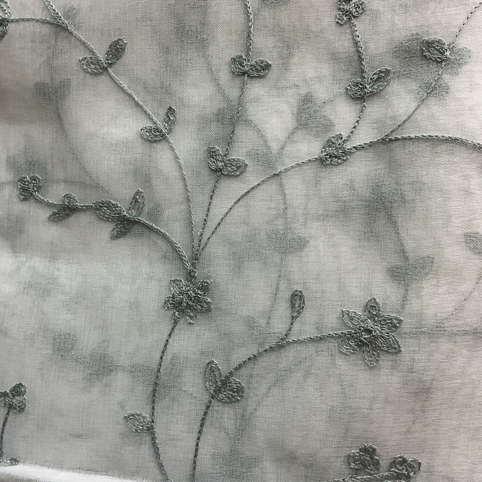 4 Laura Ashley Window Panel Curtains VERNON Embroider Sage Green Sheer 38 x 96”