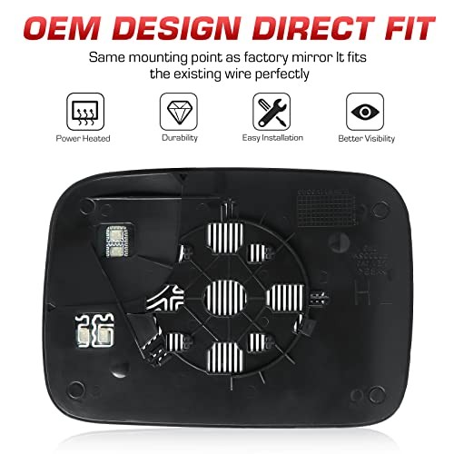 Driver and Passenger Side View Heated Mirror Glass Driver Left+Passenger Right