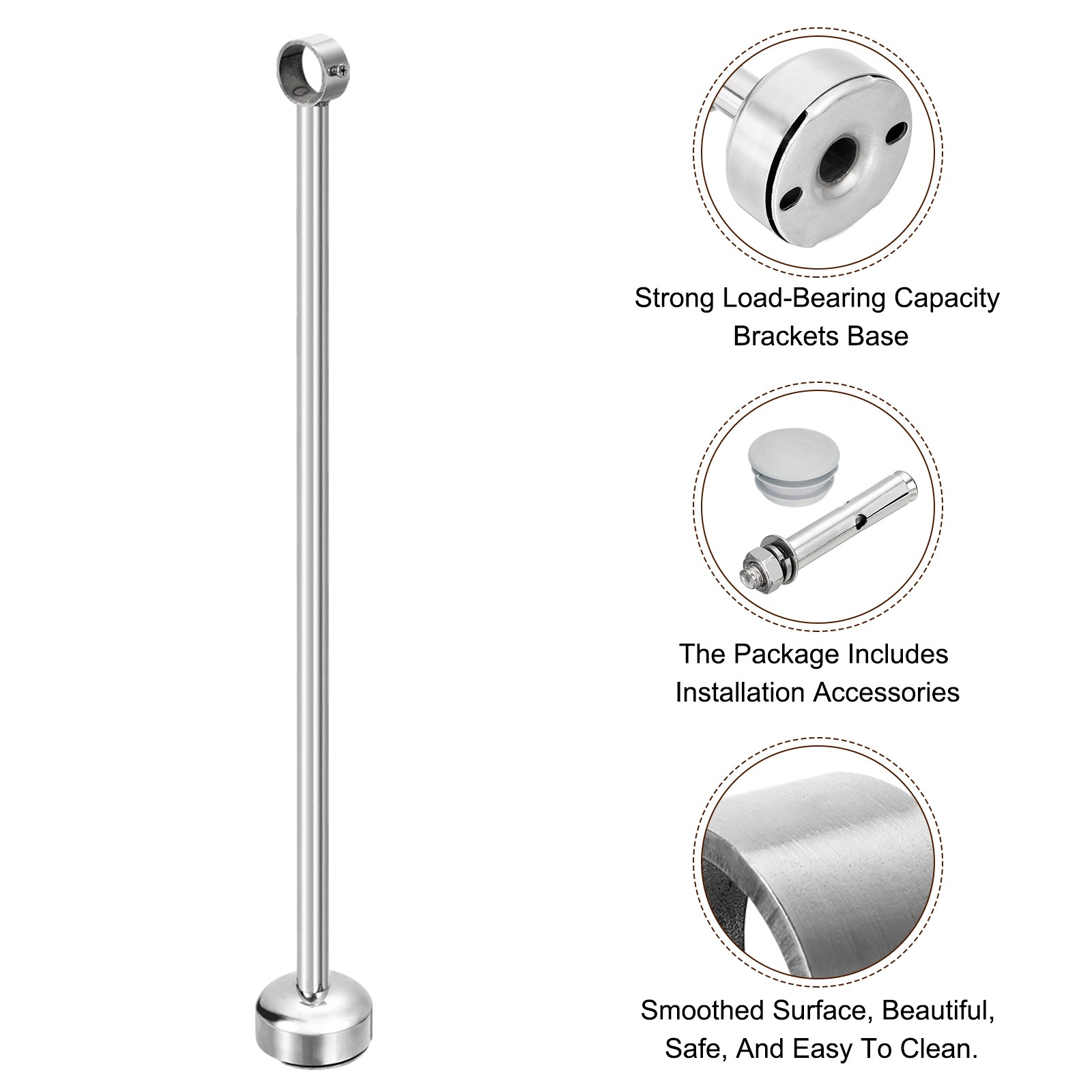 2 Set Ceiling Mount Curtain Rod Bracket 32mm/1.26″ Pipe Length 450mm/17.72″