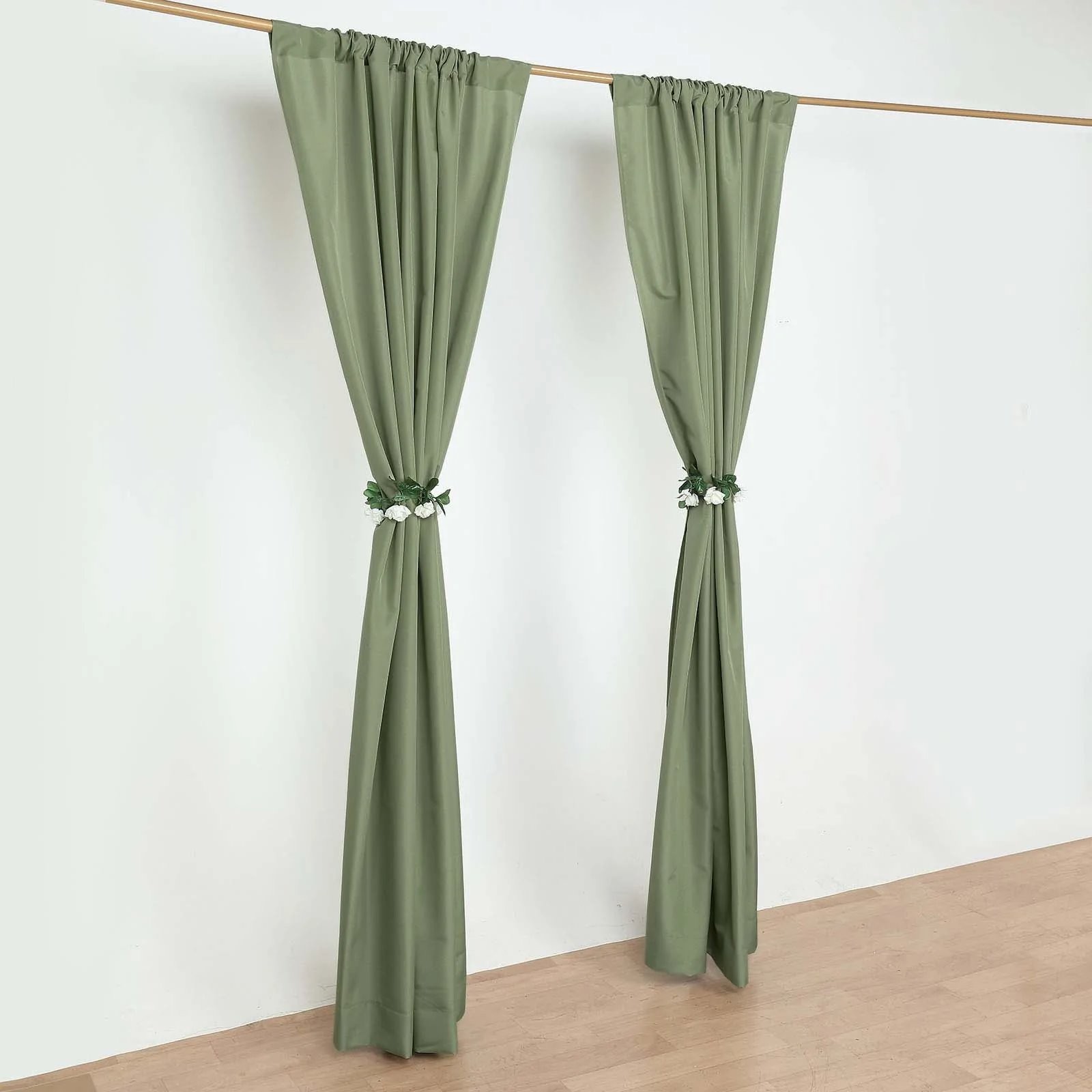 SAGE GREEN 2 Drapery Panels 8 ft Polyester Backdrop CURTAINS Rod Pockets Party
