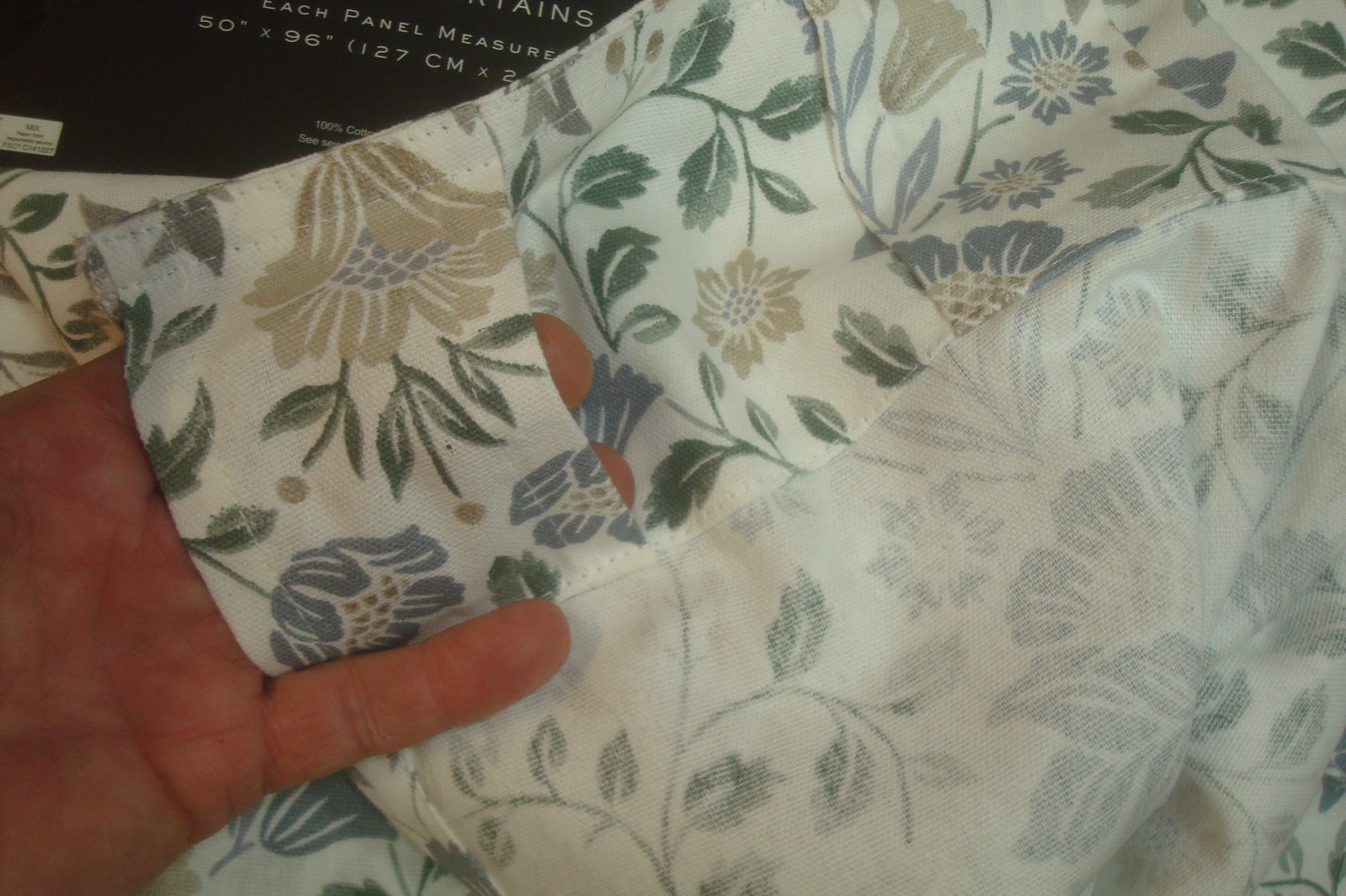 NWT Nicole Miller 2 pc Window Curtains Damask Cotton Floral Blue ea 50″ x 96″ lg