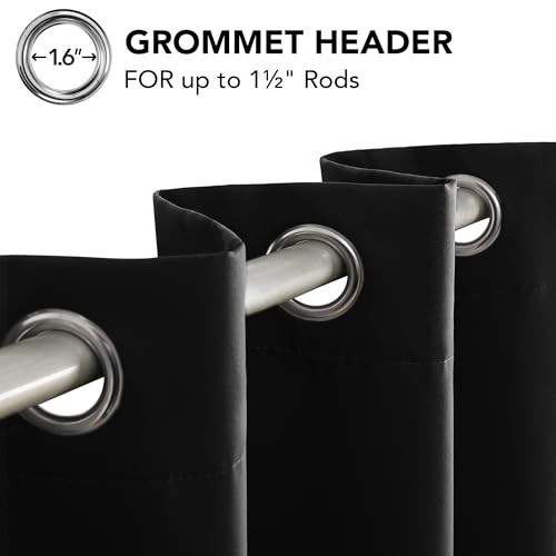 Deconovoout Curtain Panel – Solid Grommet Top, 42″W x 63″L (Pack of 1) Black