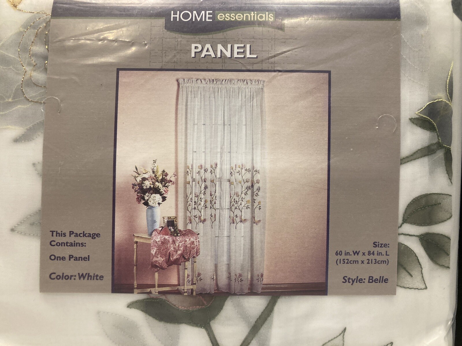 Home Essentials Panel Curtains Belle Style White 60” x 84” NOS