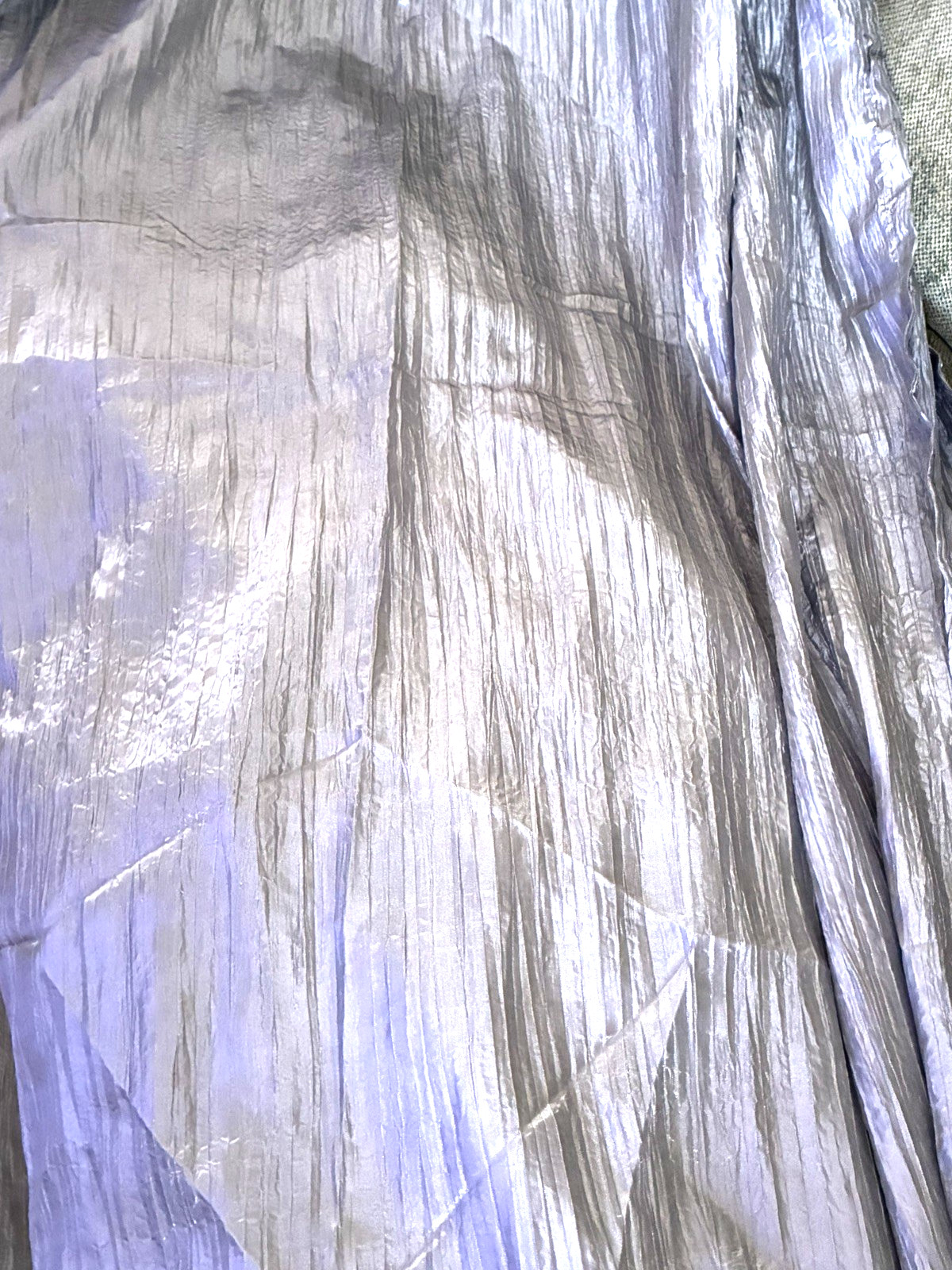 2 Panels Silvery Blue Crinkle Fabric Tab Curtains. 46” Wide by 84” Long Each