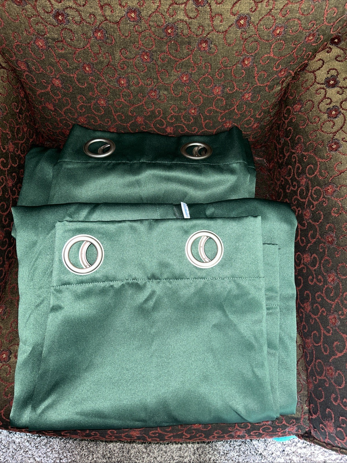 Brylane Polyester Window Curtains Green Grommets 54” X 64” Set 2