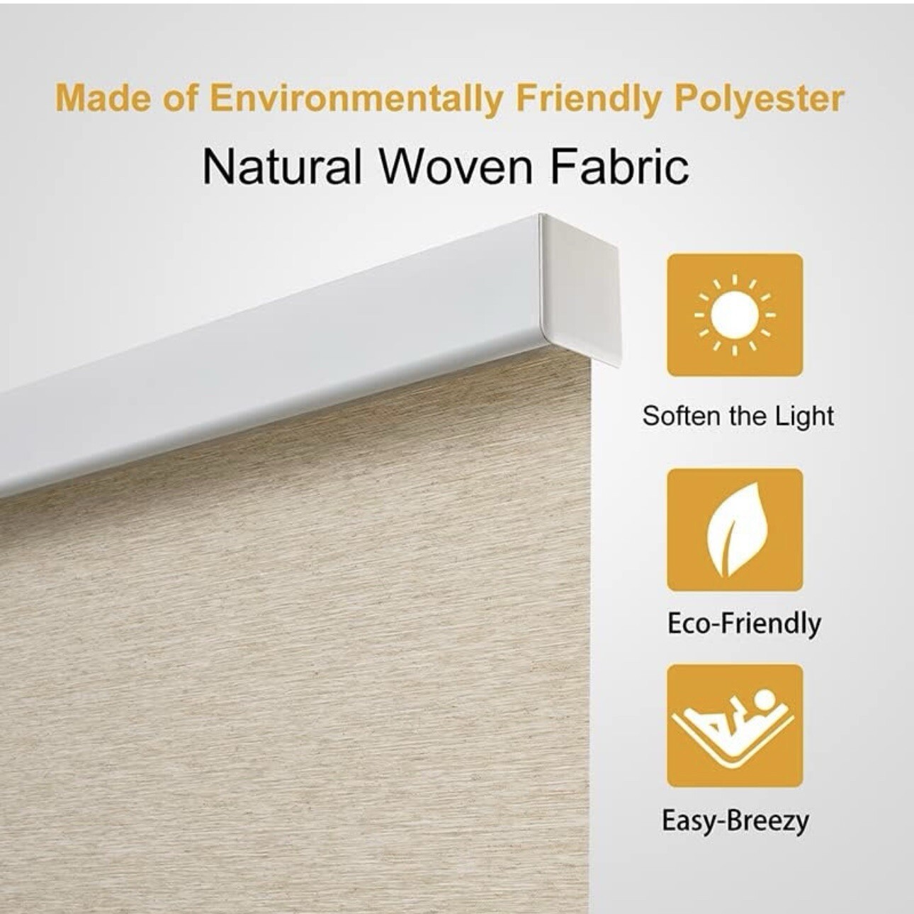 Persilux Khaki 34″ x 72″ Light Filtering Window Shades, Free-Stop Cordless