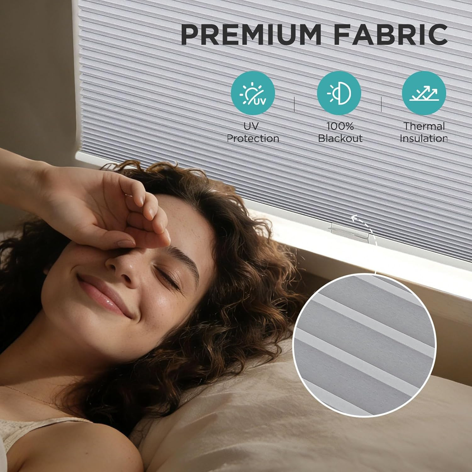 No Tools No Drill Window Blinds for Indoor Windows, Blackout Shades Cellula