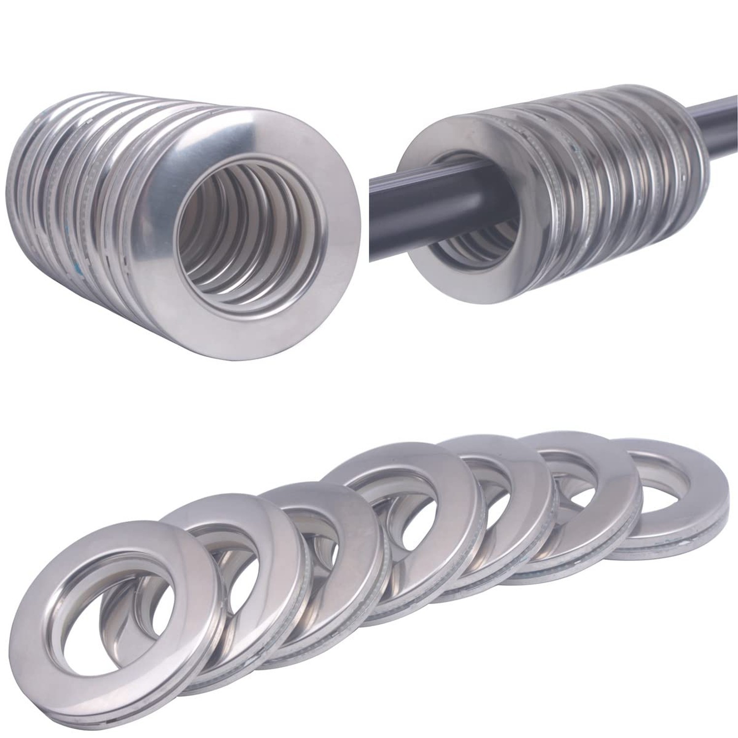 10 Pack Stainless Steel Curtain Grommets, 2 in 1 Metal Curtain Ring Eyelets M…