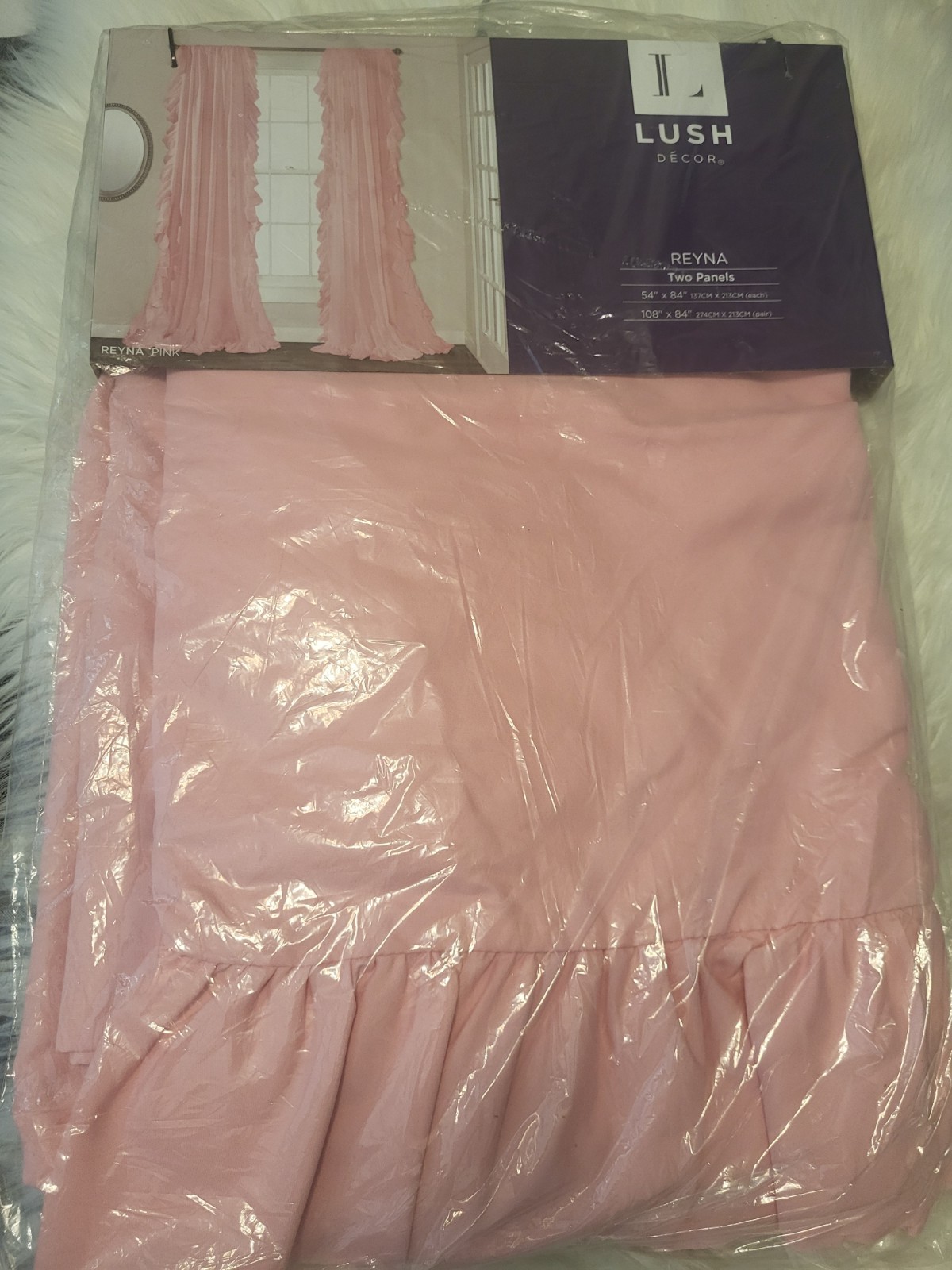 Lush Décor Reyna Pink Window Panels Two Curtains 54 x 84 in or 108 x 84 in