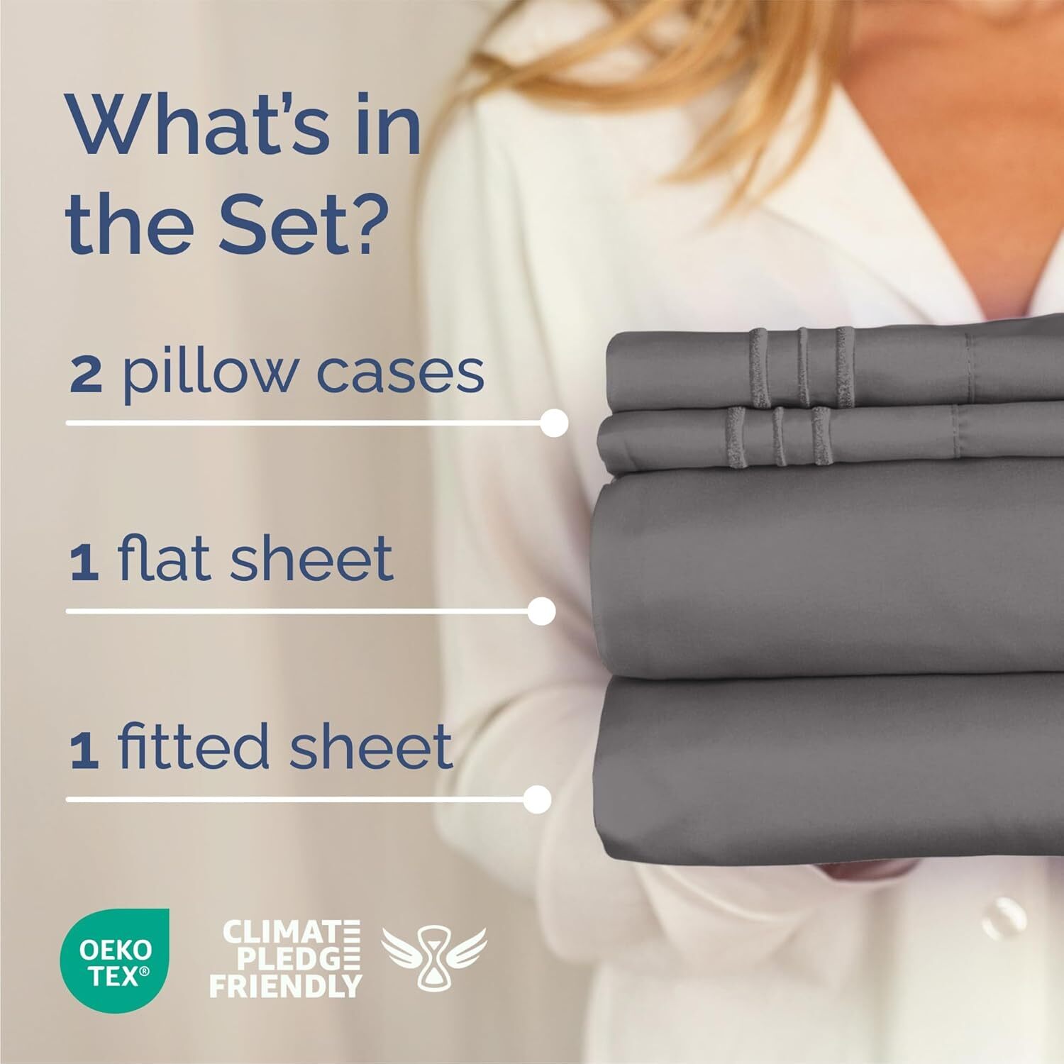 Queen Size 4 Piece Sheet Set – Comfy Breathable & Queen, 07 – Dark Grey