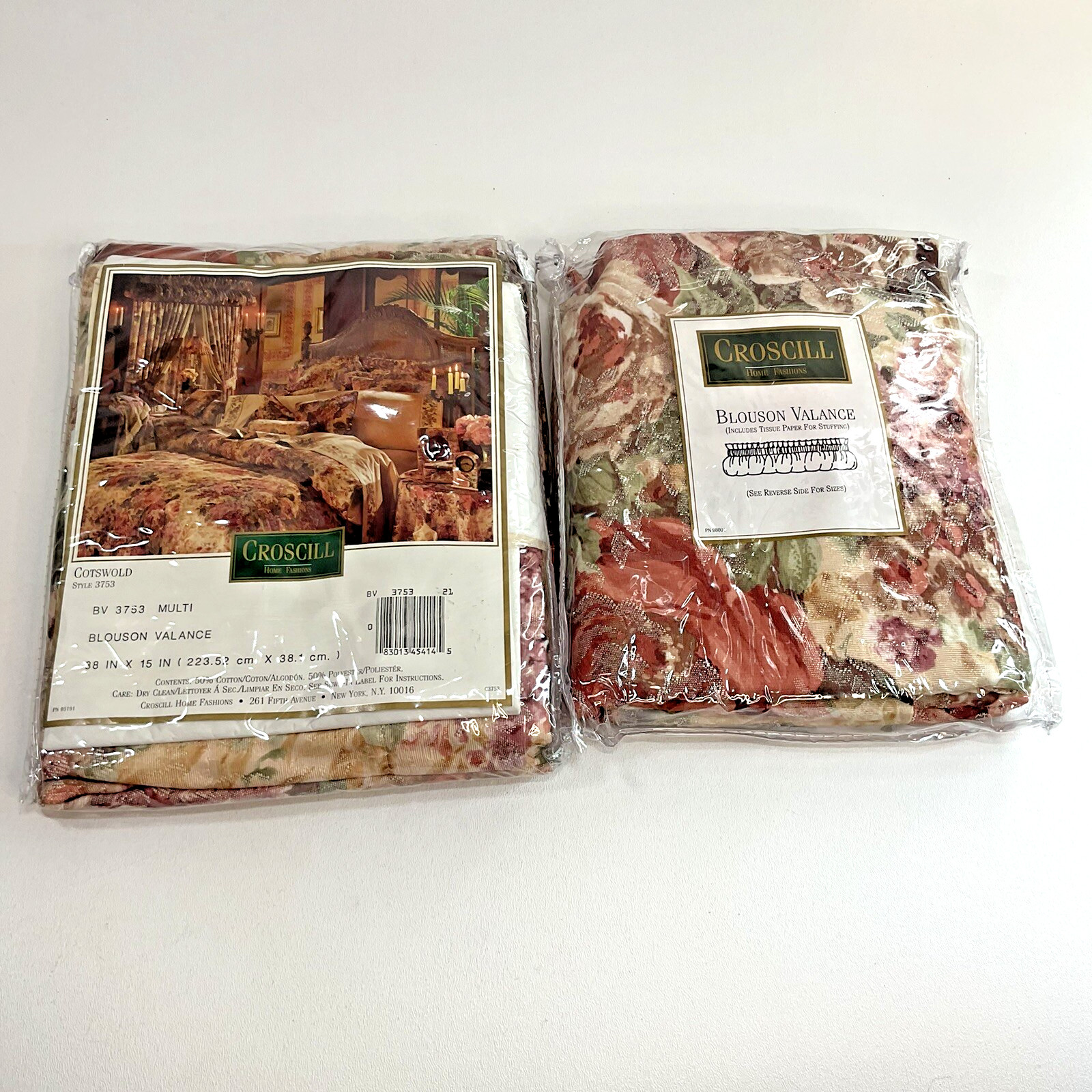 Croscill COTSWOLD Floral 15″ x 88″ BLOUSON VALANCE Curtain NEW 2 pk Cottagecore,