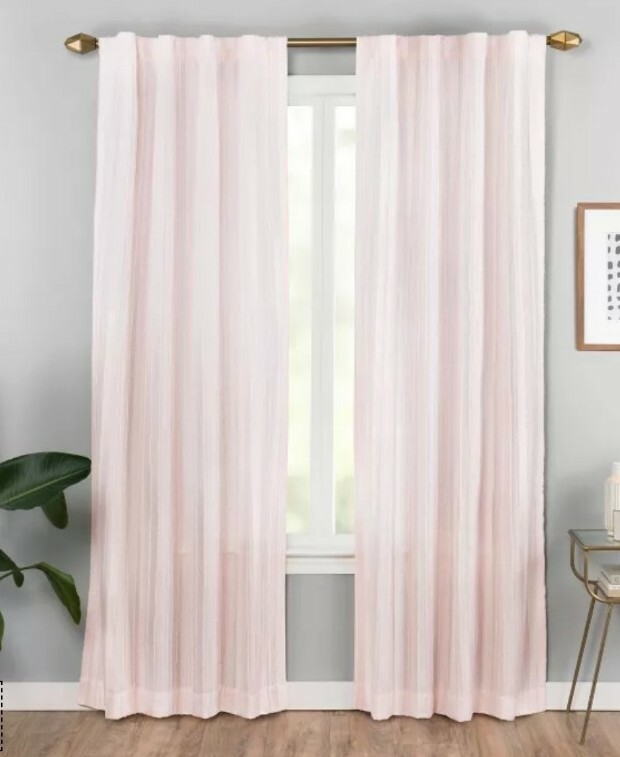Vue Elements Vaughn Blush Pink Window Panel ~ 42×95 ~ Vertical Stripe Fringe